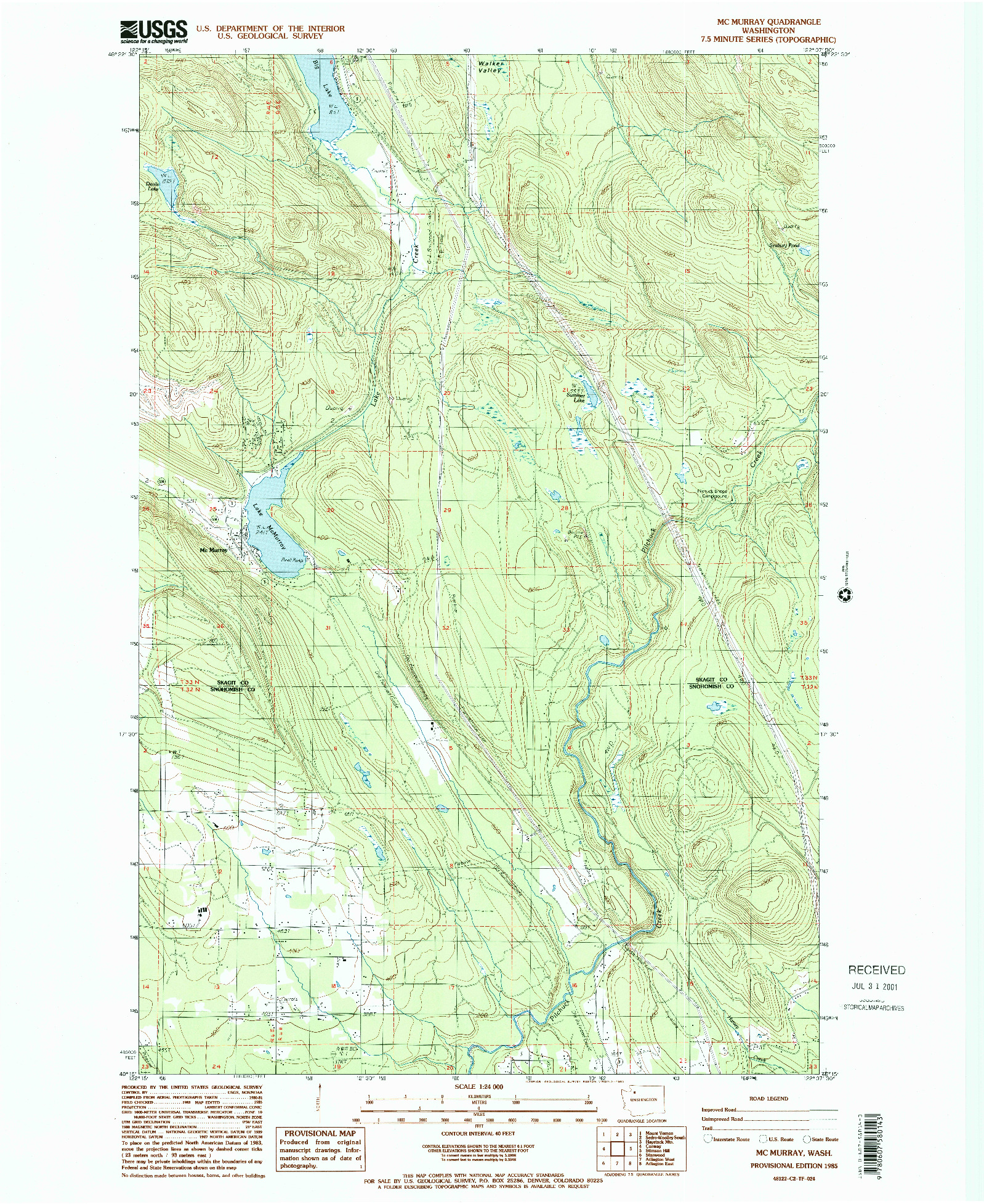 USGS 1:24000-SCALE QUADRANGLE FOR MC MURRAY, WA 1985