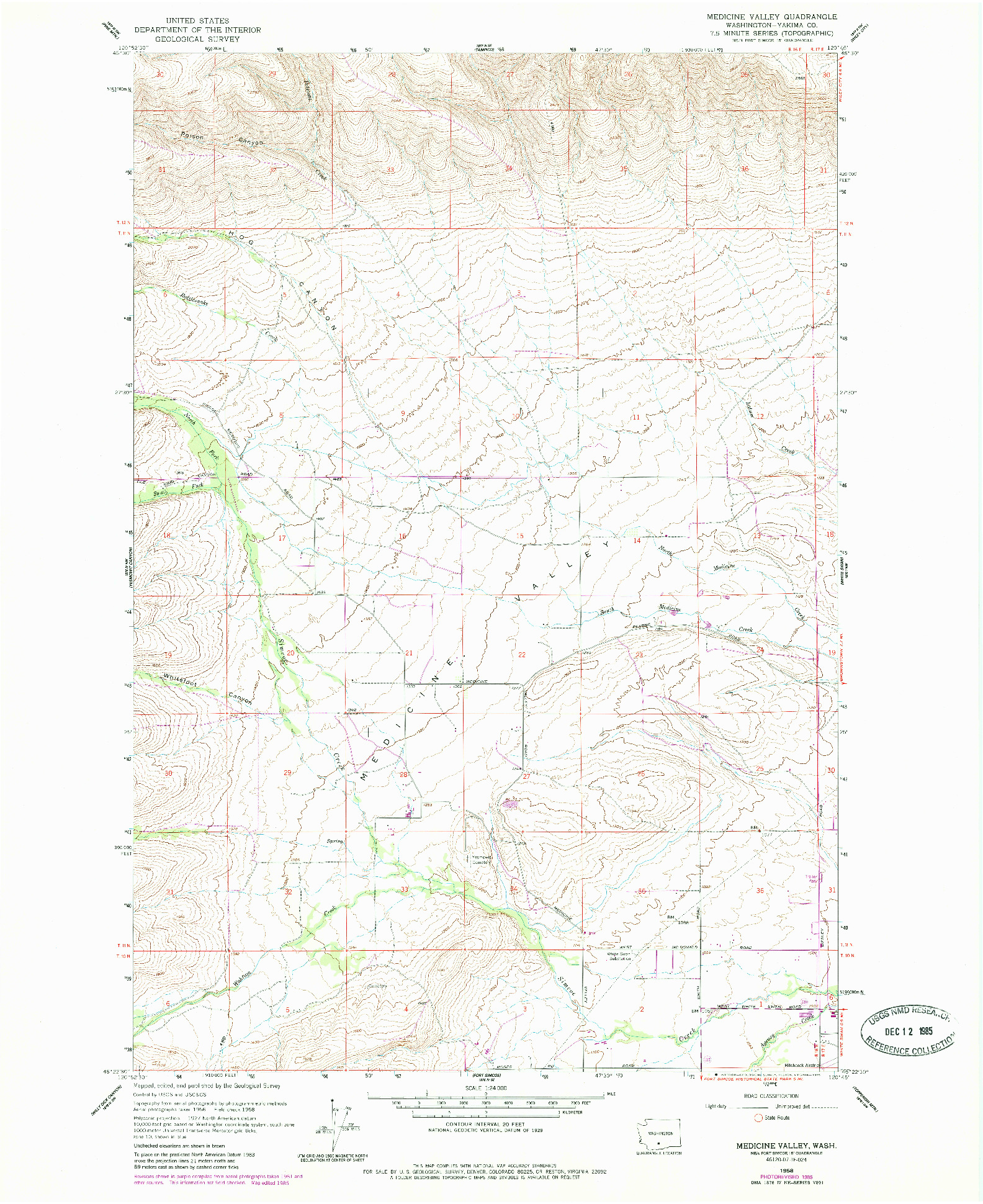 USGS 1:24000-SCALE QUADRANGLE FOR MEDICINE VALLEY, WA 1958