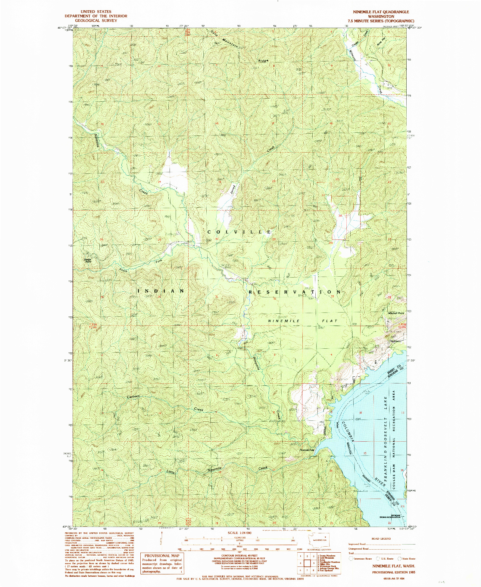 USGS 1:24000-SCALE QUADRANGLE FOR NINEMILE FLAT, WA 1985