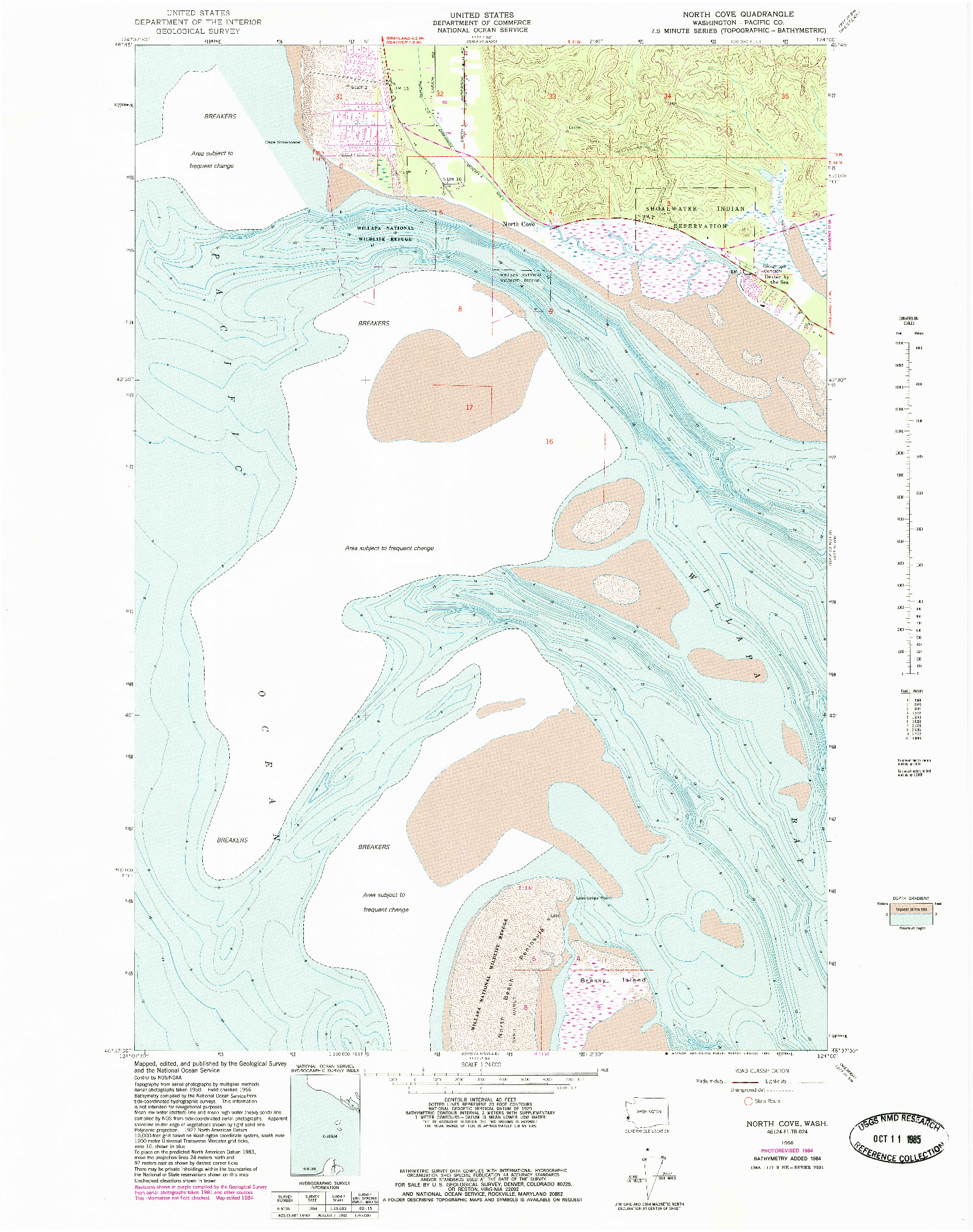 USGS 1:24000-SCALE QUADRANGLE FOR NORTH COVE, WA 1956