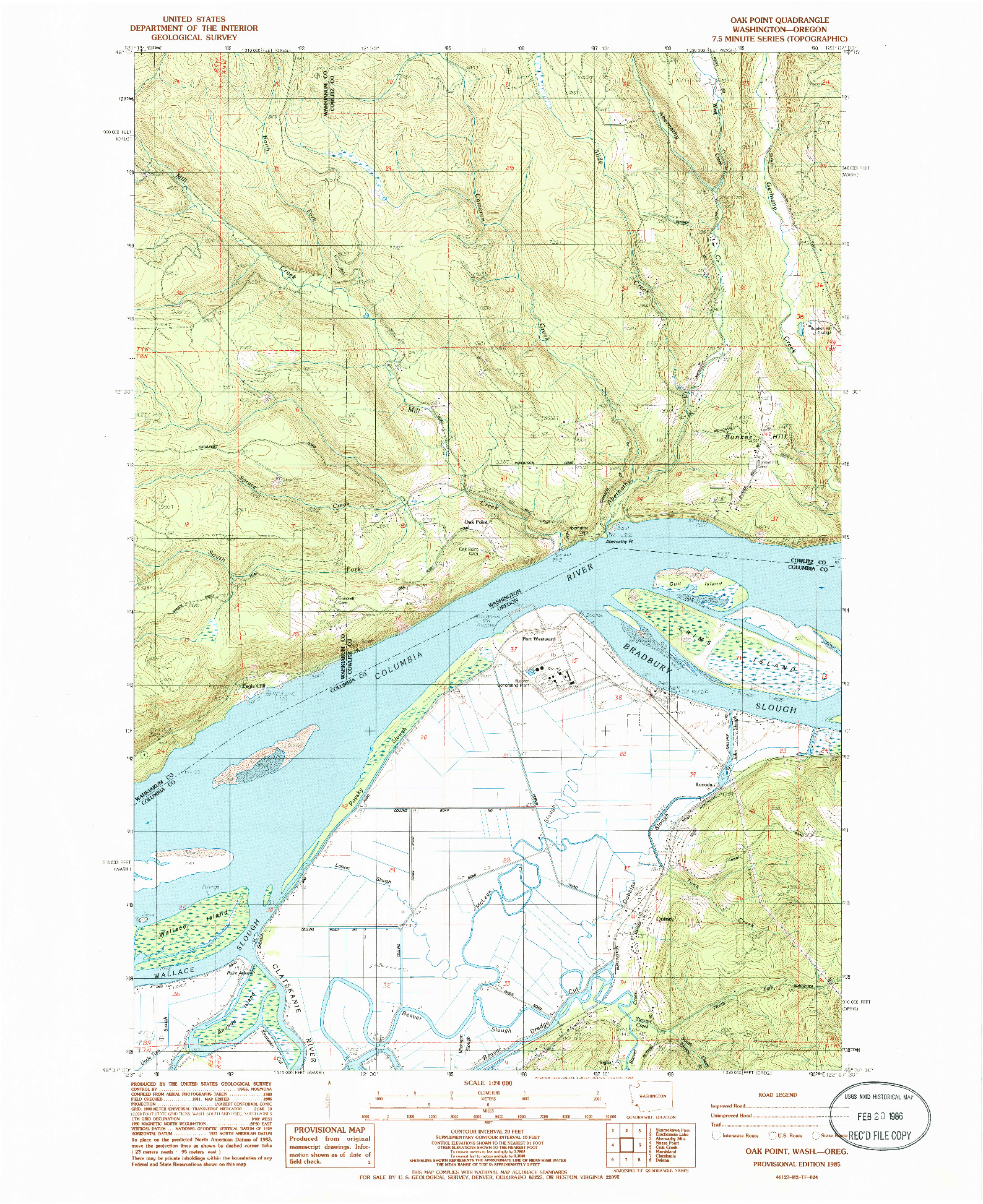 USGS 1:24000-SCALE QUADRANGLE FOR OAK POINT, WA 1985