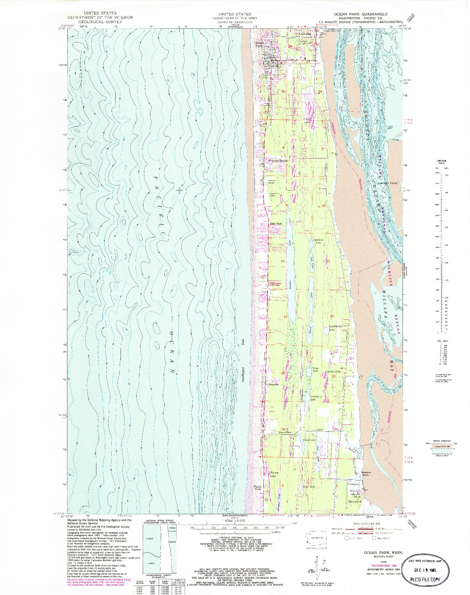 USGS 1:24000-SCALE QUADRANGLE FOR OCEAN PARK, WA 1949