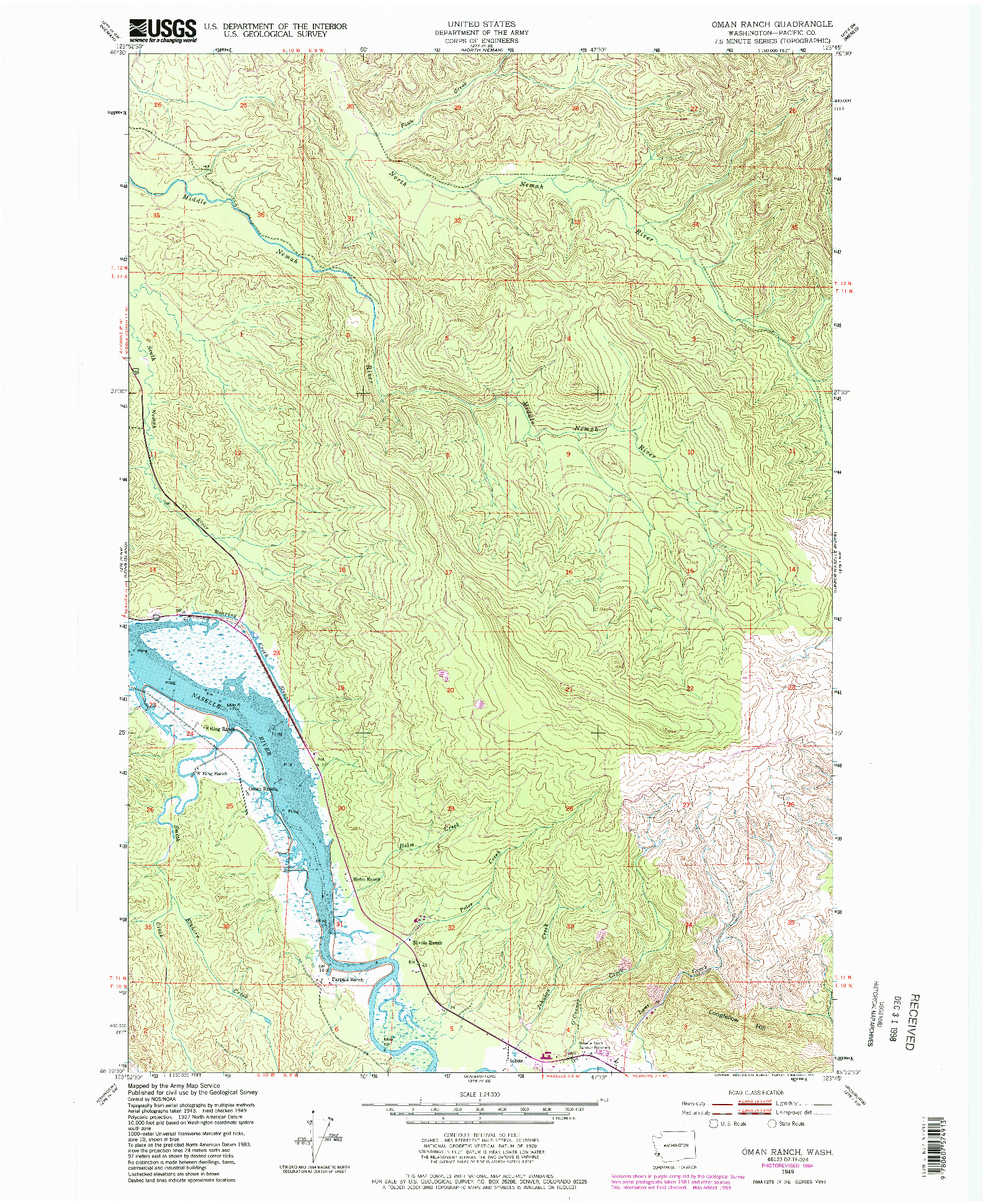 USGS 1:24000-SCALE QUADRANGLE FOR OMAN RANCH, WA 1949