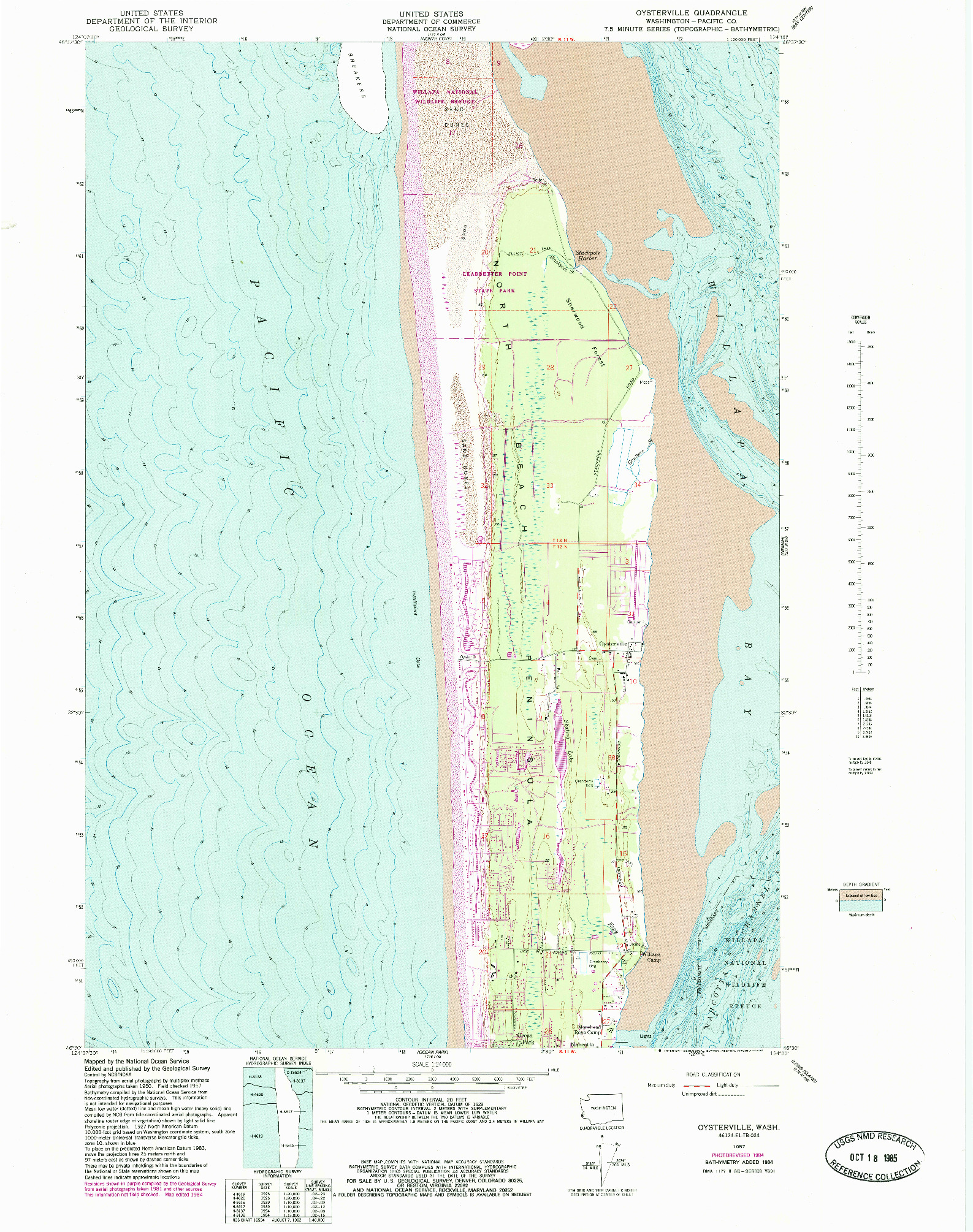 USGS 1:24000-SCALE QUADRANGLE FOR OYSTERVILLE, WA 1957