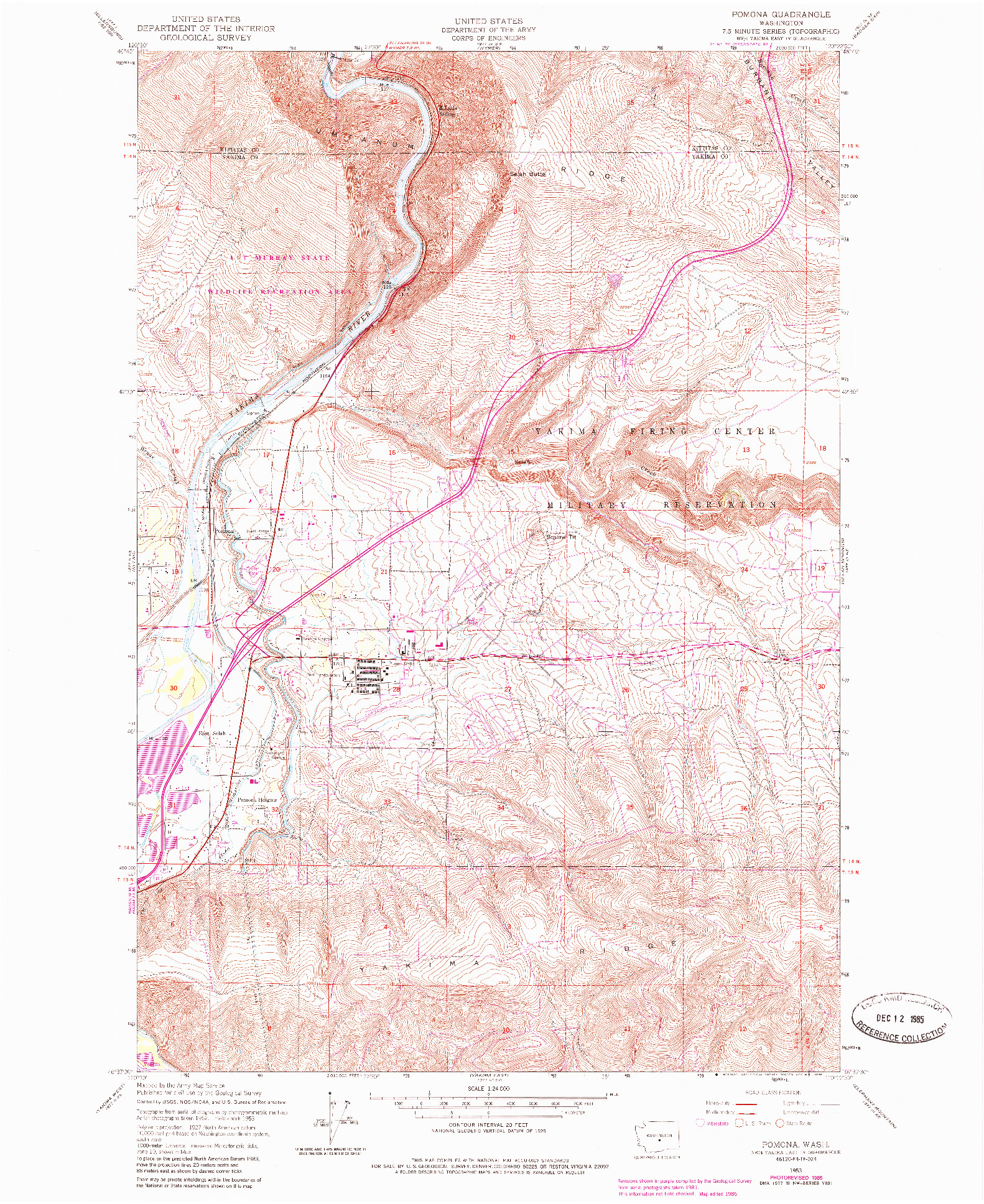 USGS 1:24000-SCALE QUADRANGLE FOR POMONA, WA 1953