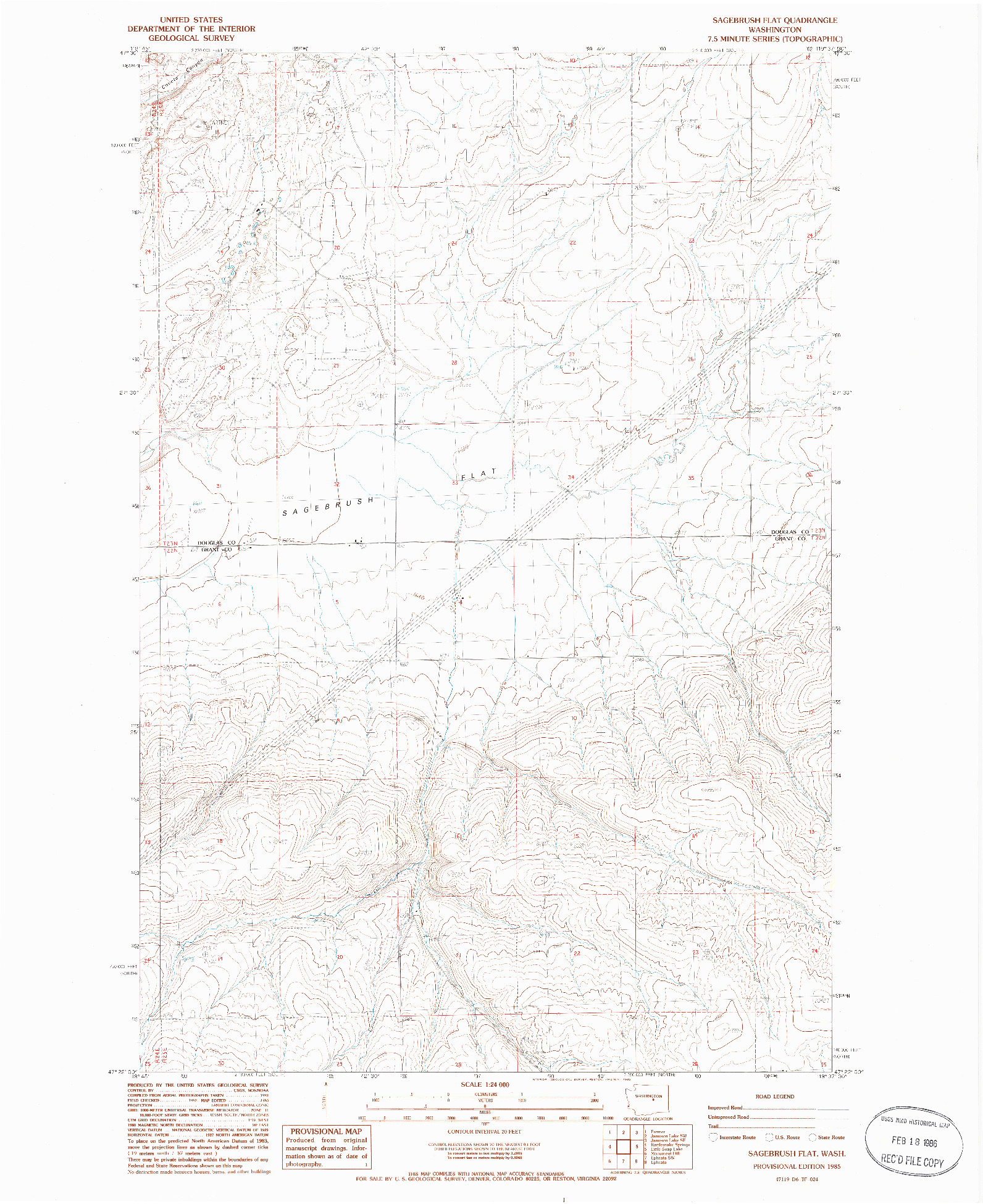 USGS 1:24000-SCALE QUADRANGLE FOR SAGEBRUSH FLAT, WA 1985