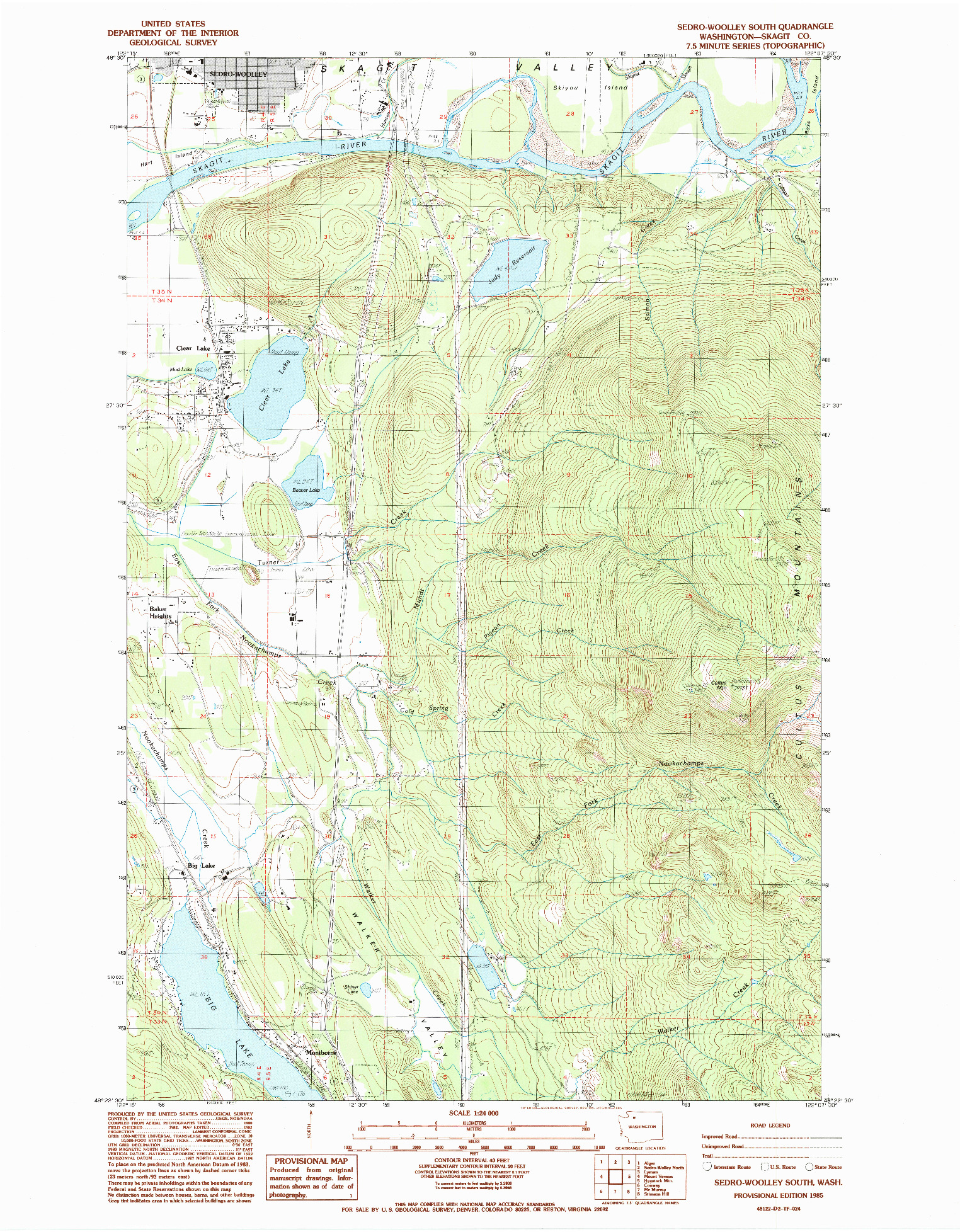 USGS 1:24000-SCALE QUADRANGLE FOR SEDRO-WOOLLEY SOUTH, WA 1985