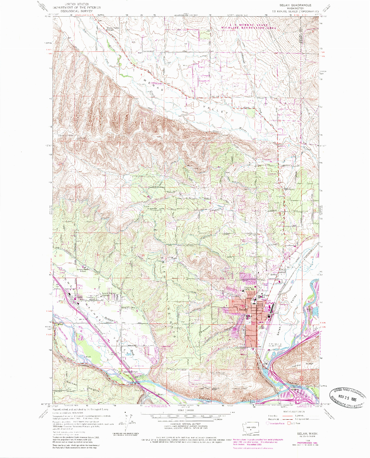 USGS 1:24000-SCALE QUADRANGLE FOR SELAH, WA 1958