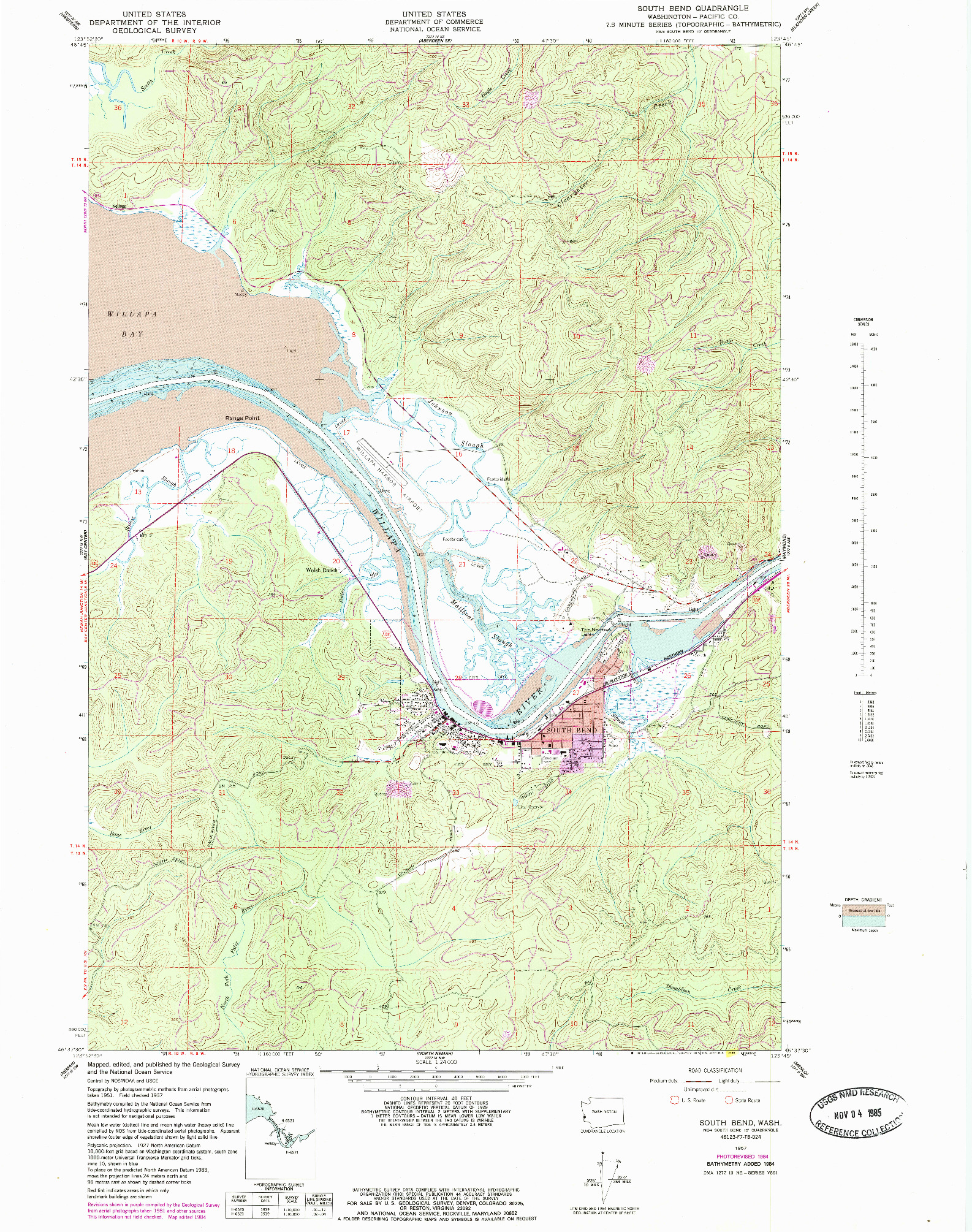 USGS 1:24000-SCALE QUADRANGLE FOR SOUTH BEND, WA 1957