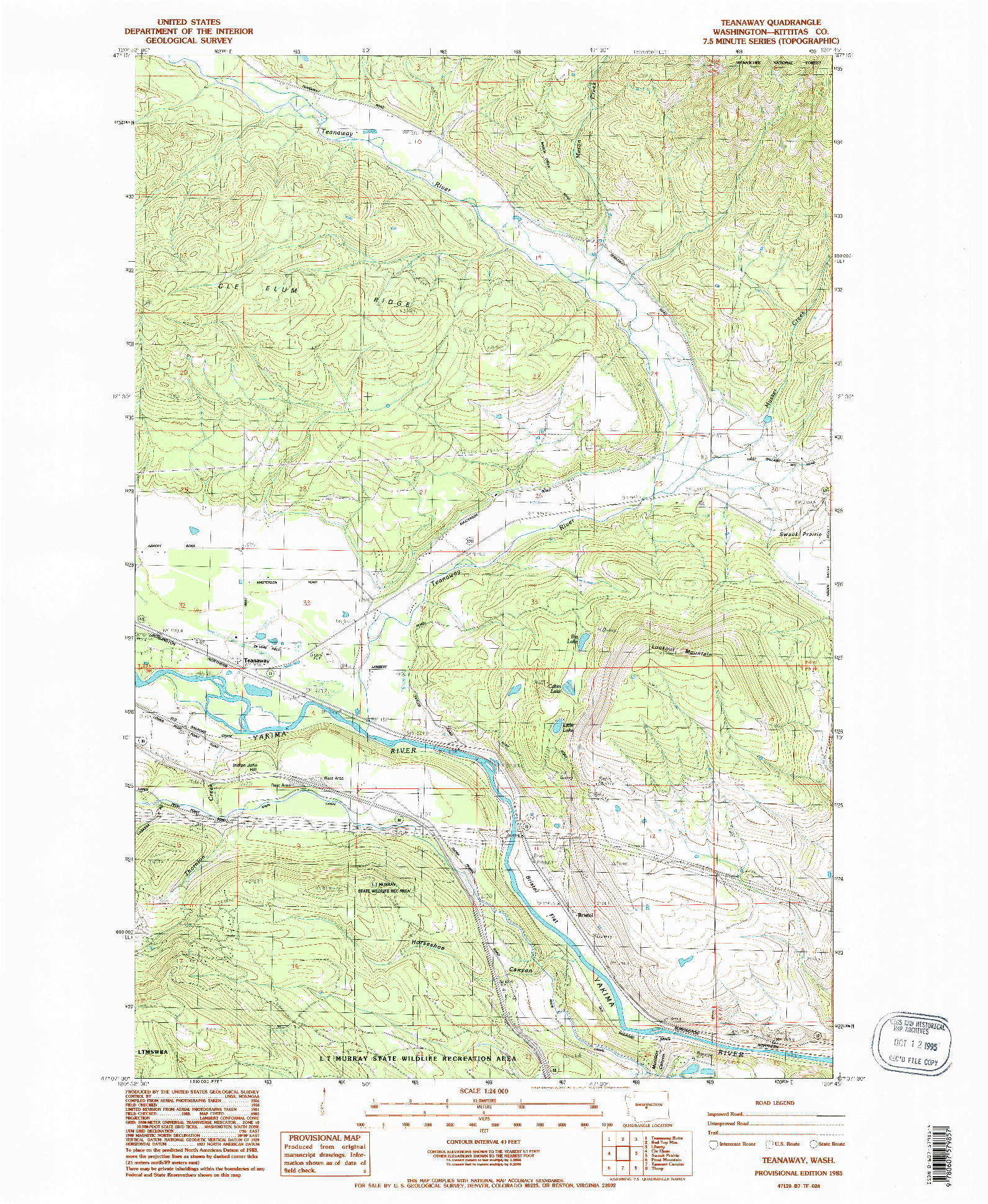 USGS 1:24000-SCALE QUADRANGLE FOR TEANAWAY, WA 1985