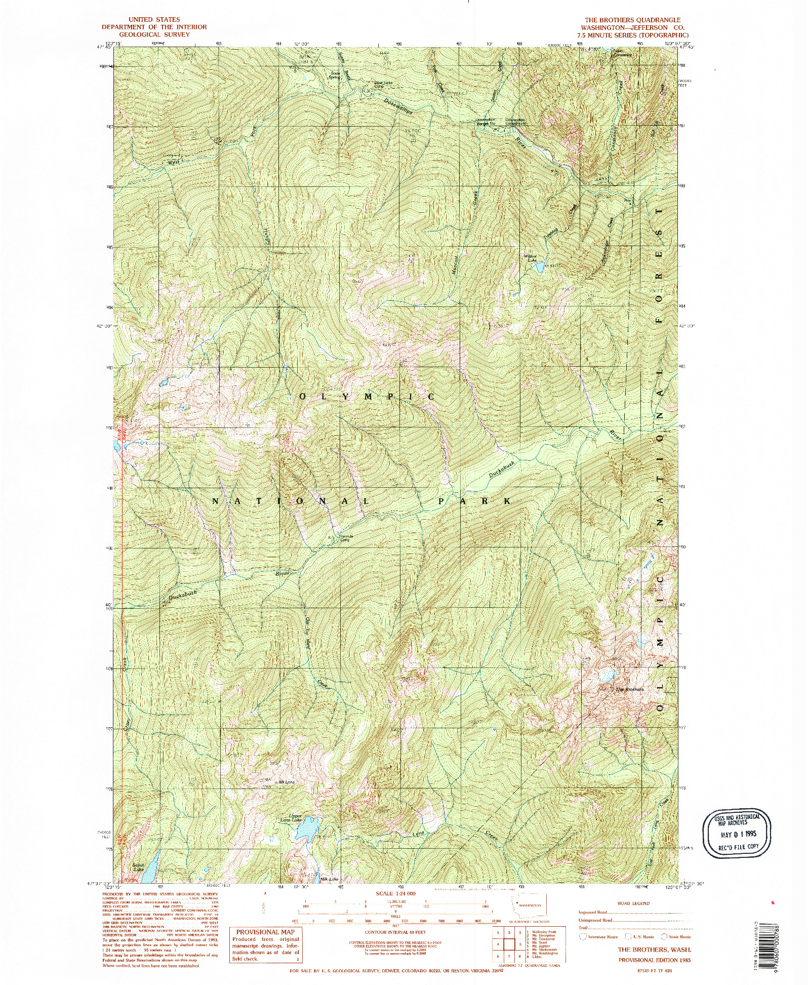 USGS 1:24000-SCALE QUADRANGLE FOR THE BROTHERS, WA 1985