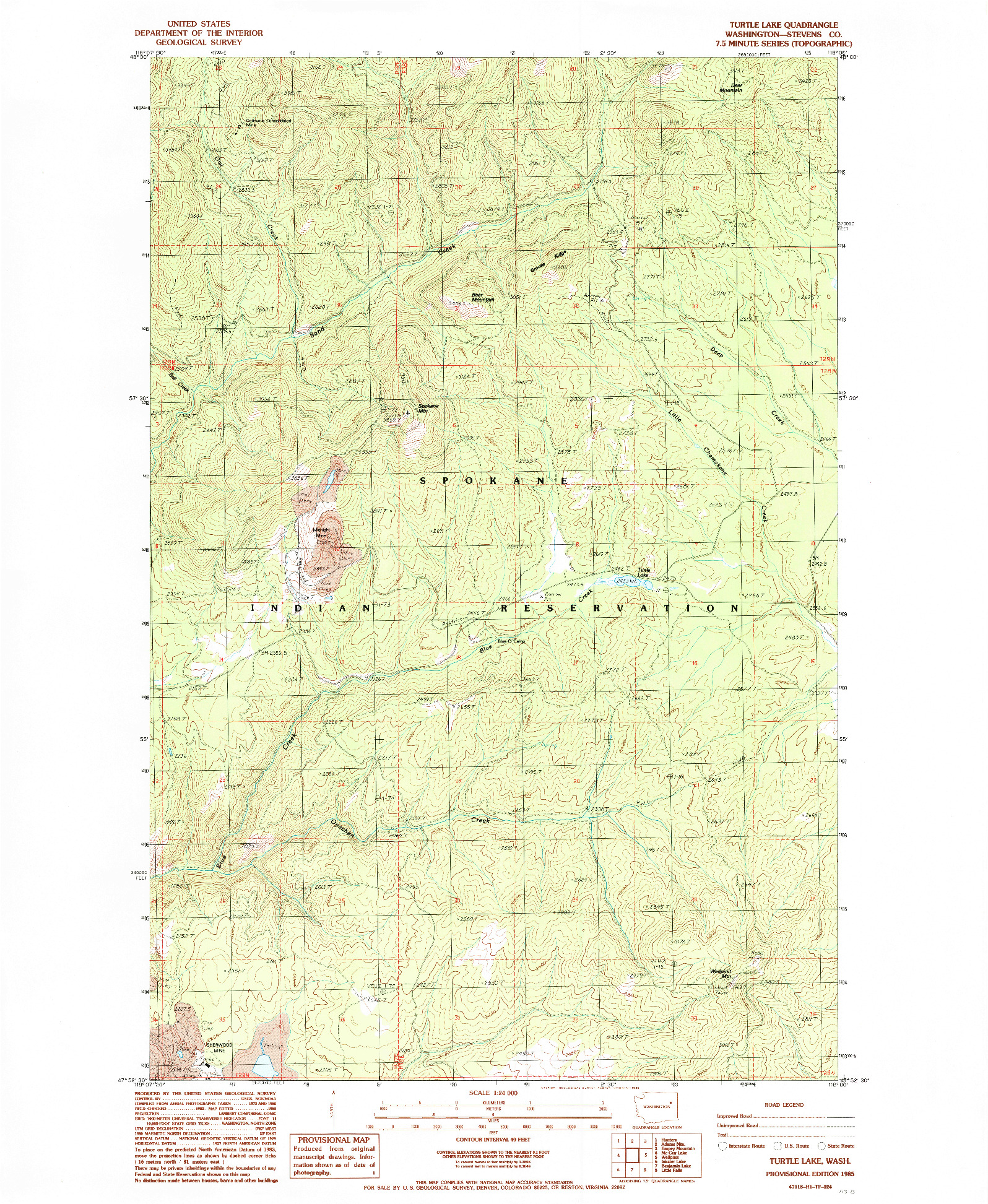 USGS 1:24000-SCALE QUADRANGLE FOR TURTLE LAKE, WA 1985