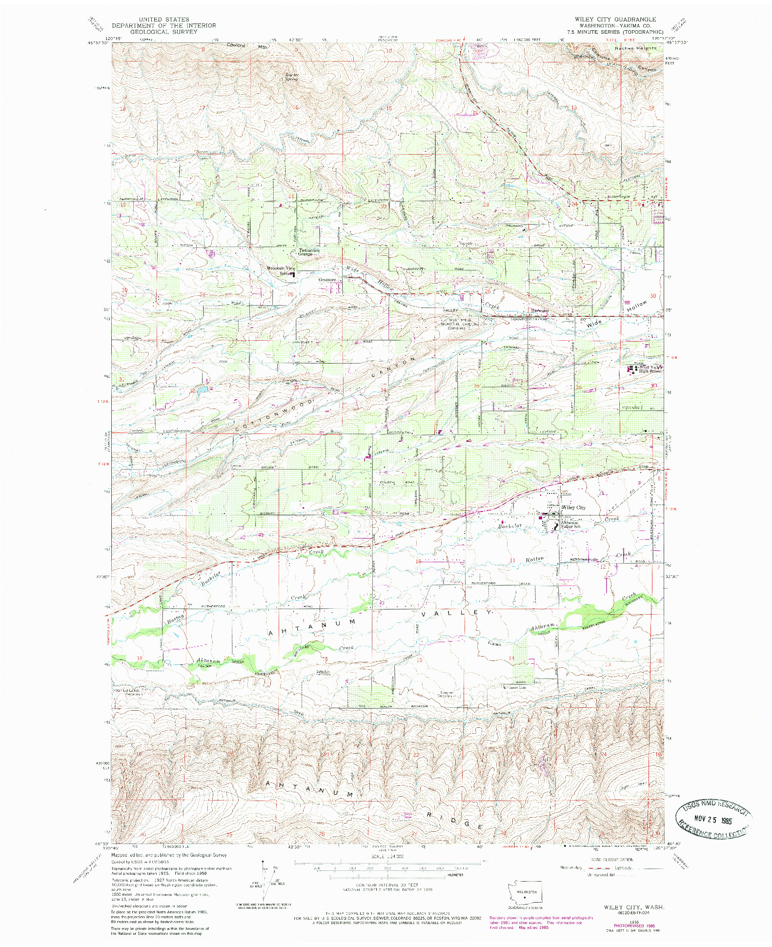 USGS 1:24000-SCALE QUADRANGLE FOR WILEY CITY, WA 1958