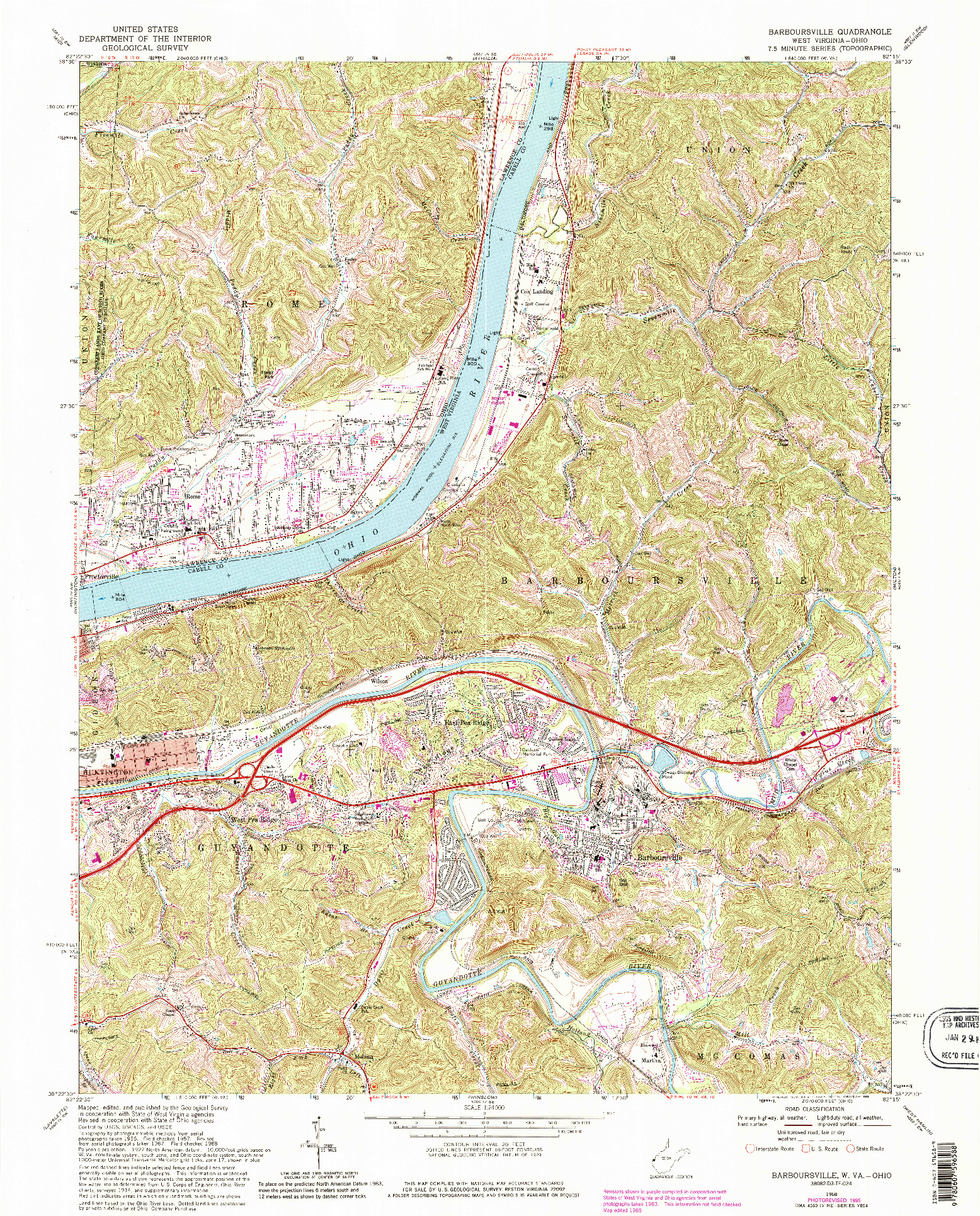 USGS 1:24000-SCALE QUADRANGLE FOR BARBOURSVILLE, WV 1968