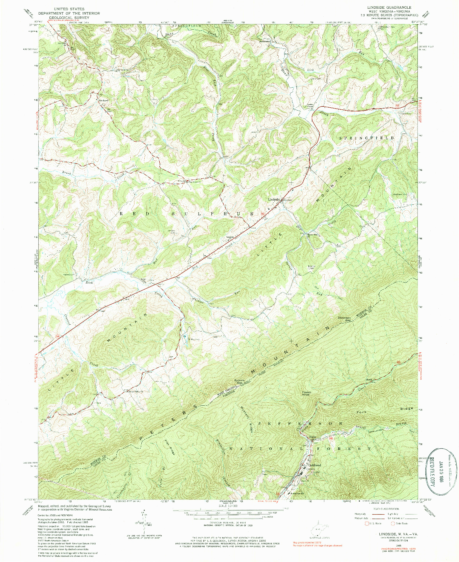 USGS 1:24000-SCALE QUADRANGLE FOR LINDSIDE, WV 1965