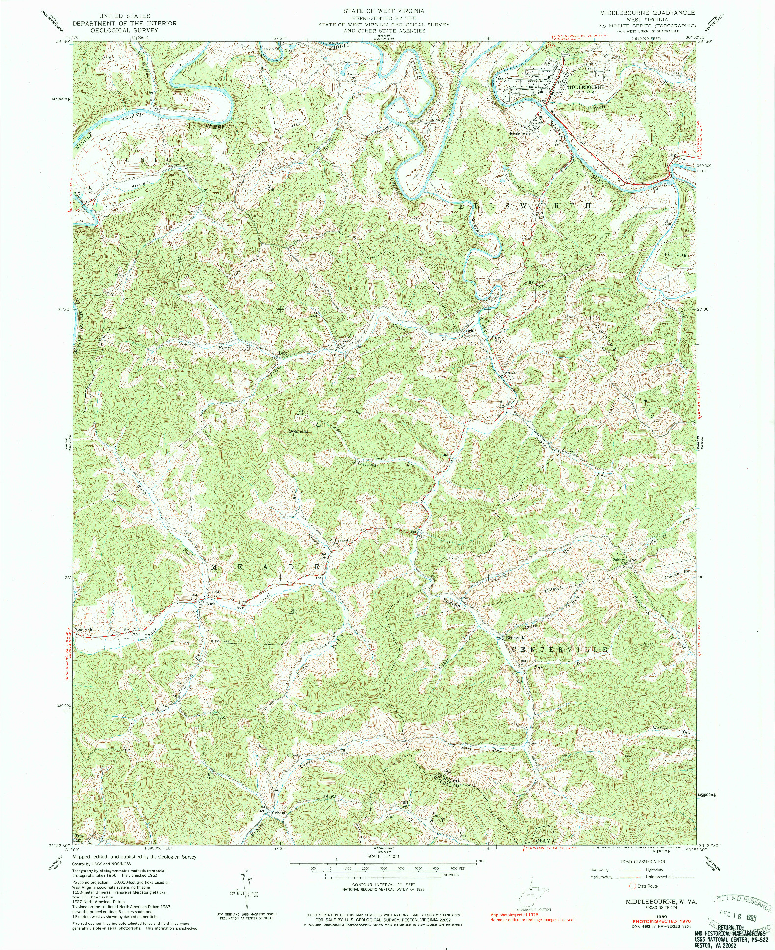 USGS 1:24000-SCALE QUADRANGLE FOR MIDDLEBOURNE, WV 1960
