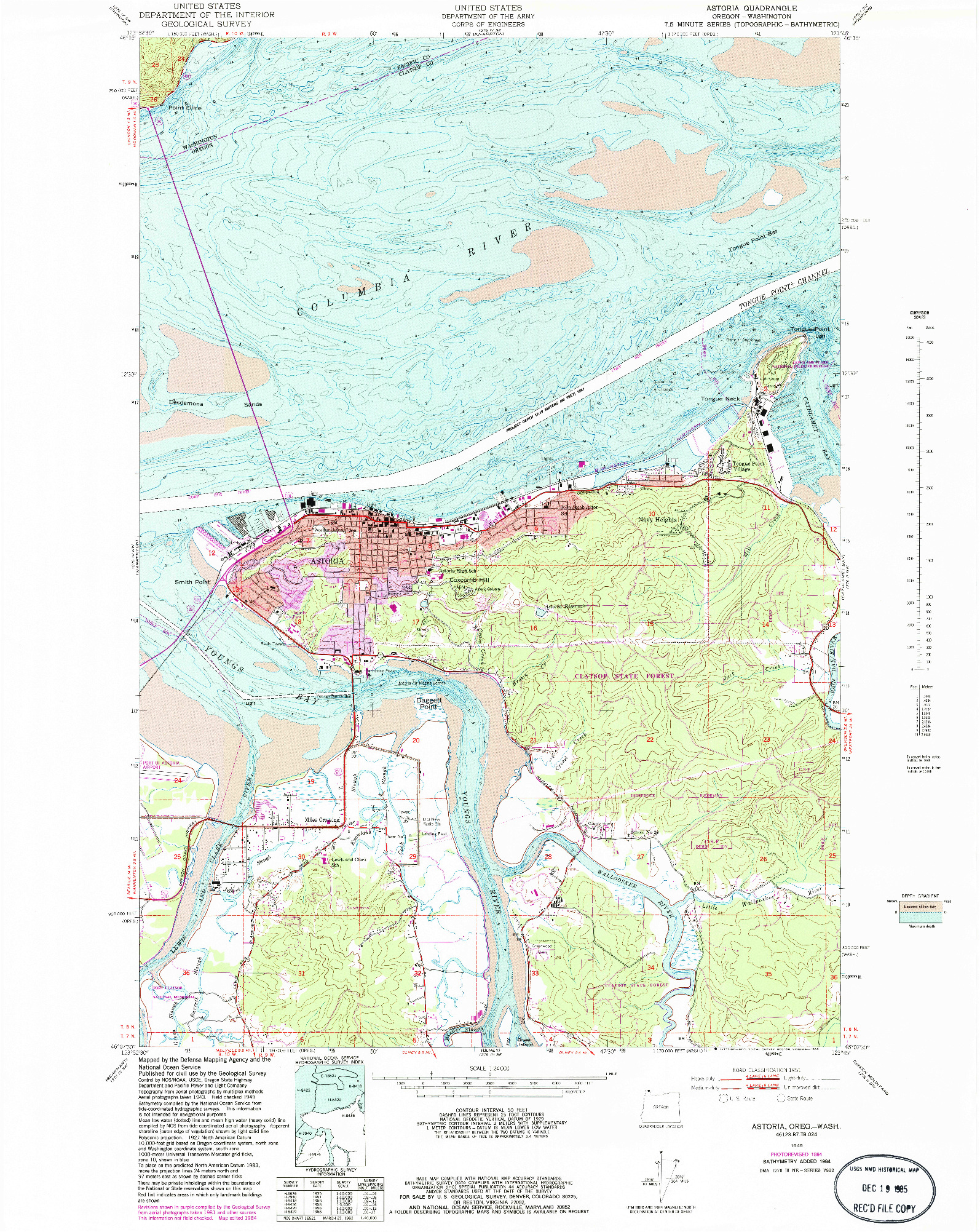 USGS 1:24000-SCALE QUADRANGLE FOR ASTORIA, OR 1949