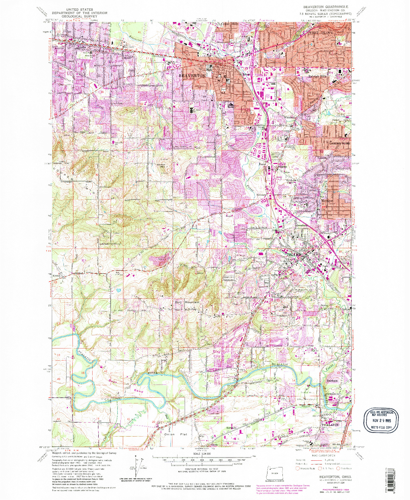 USGS 1:24000-SCALE QUADRANGLE FOR BEAVERTON, OR 1984