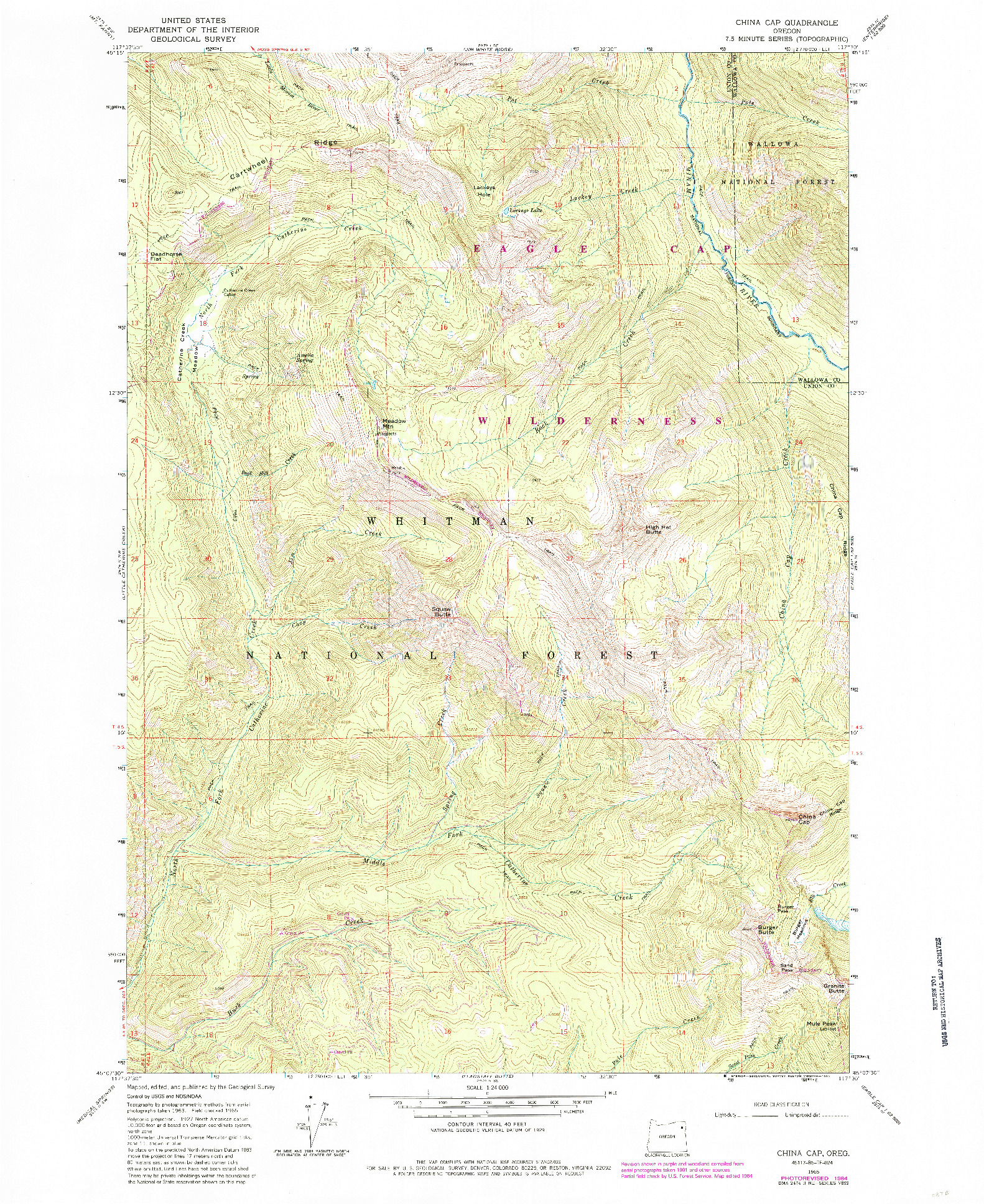 USGS 1:24000-SCALE QUADRANGLE FOR CHINA CAP, OR 1965