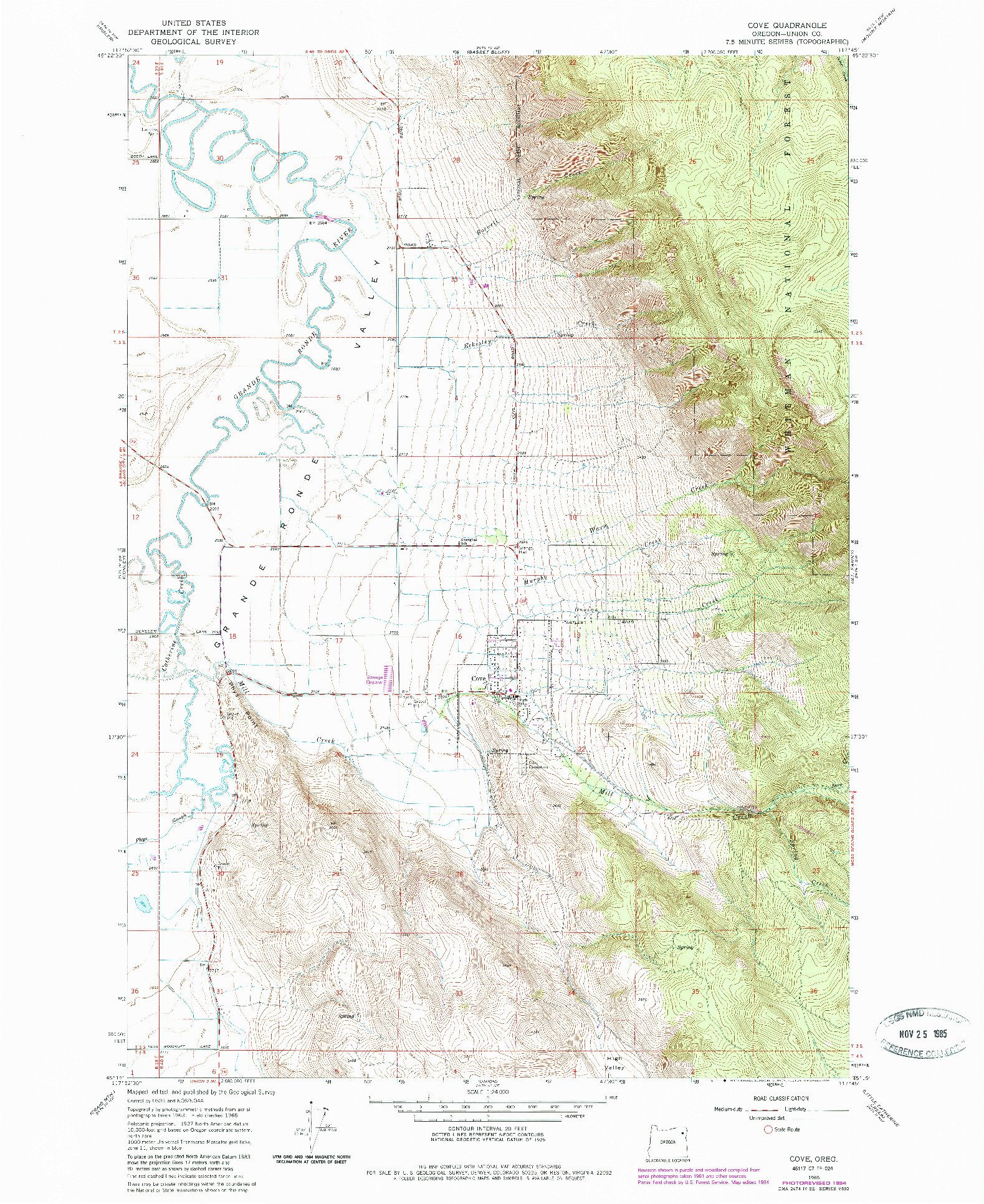 USGS 1:24000-SCALE QUADRANGLE FOR COVE, OR 1965