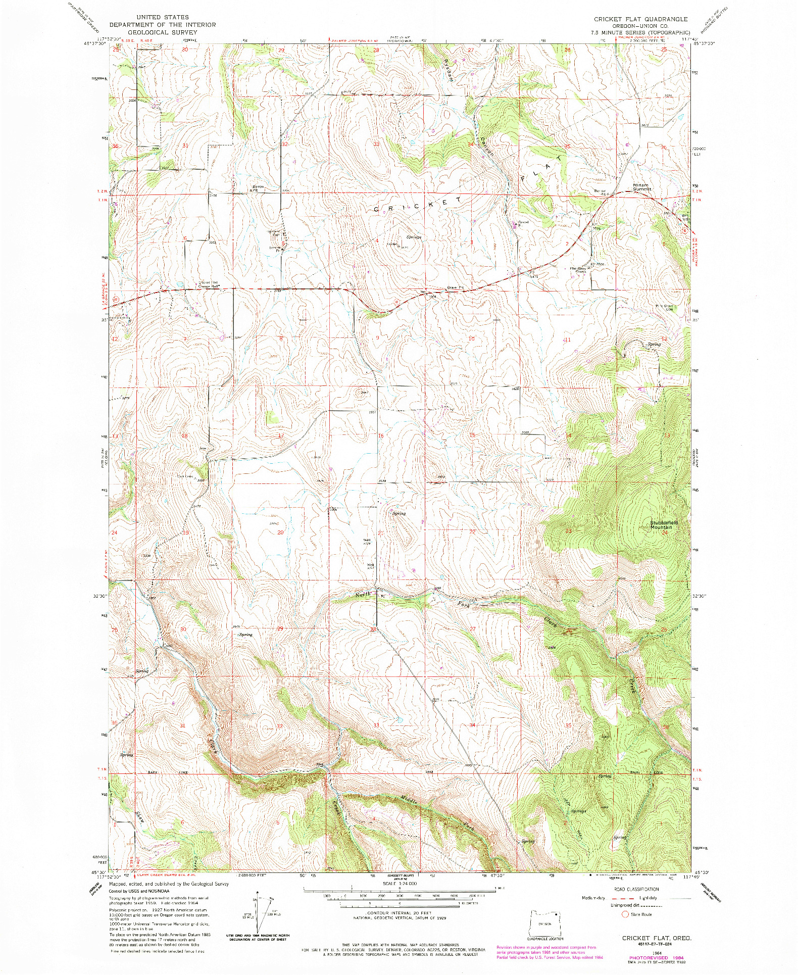 USGS 1:24000-SCALE QUADRANGLE FOR CRICKET FLAT, OR 1964