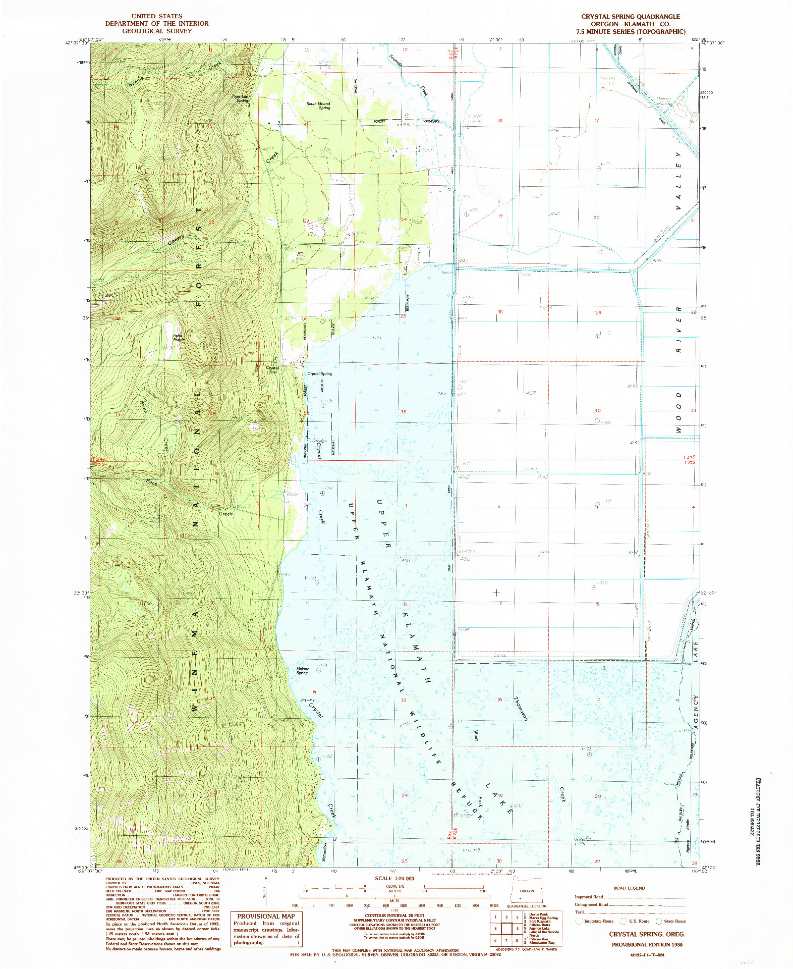 USGS 1:24000-SCALE QUADRANGLE FOR CRYSTAL SPRING, OR 1985