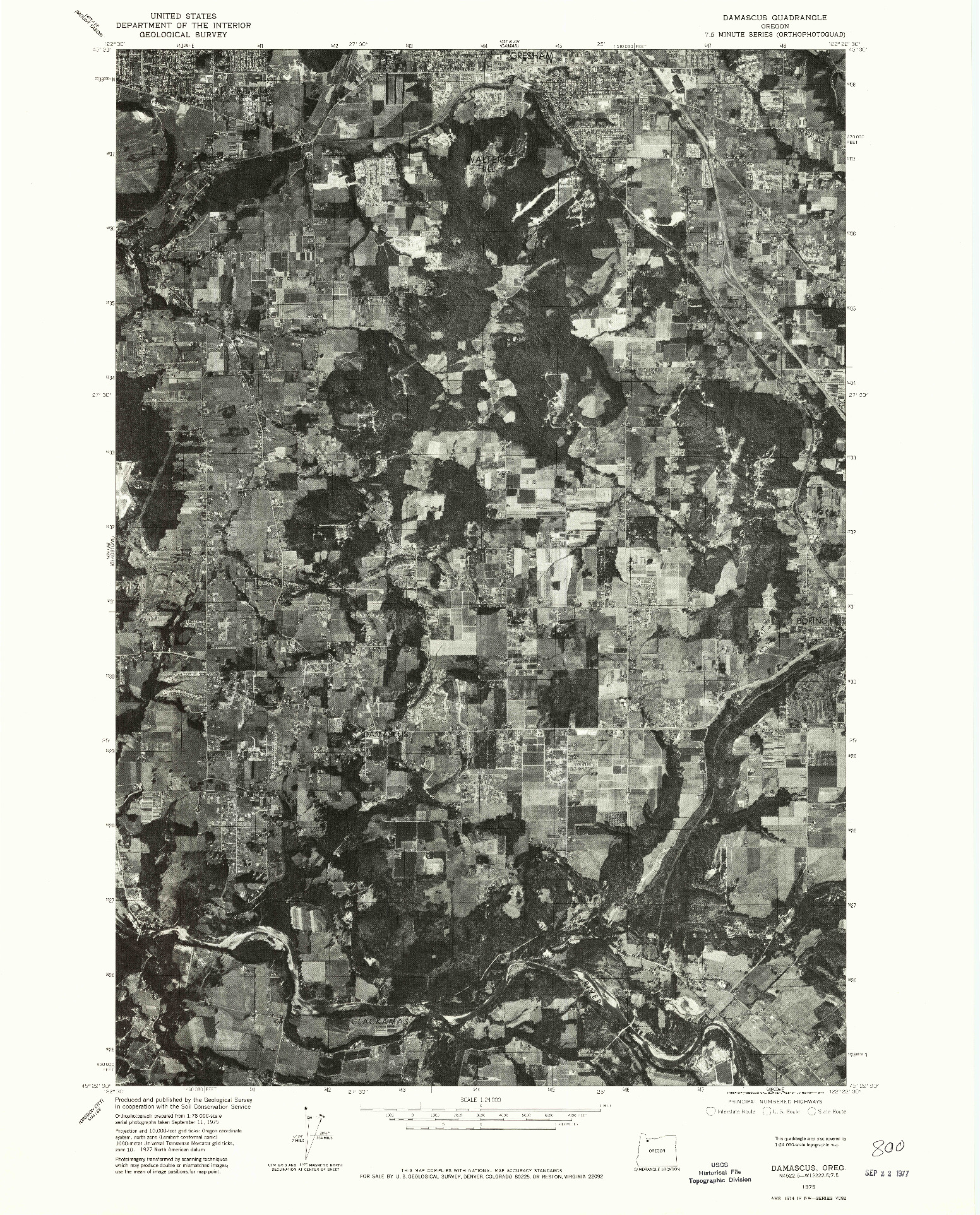 USGS 1:24000-SCALE QUADRANGLE FOR DAMASCUS, OR 1975