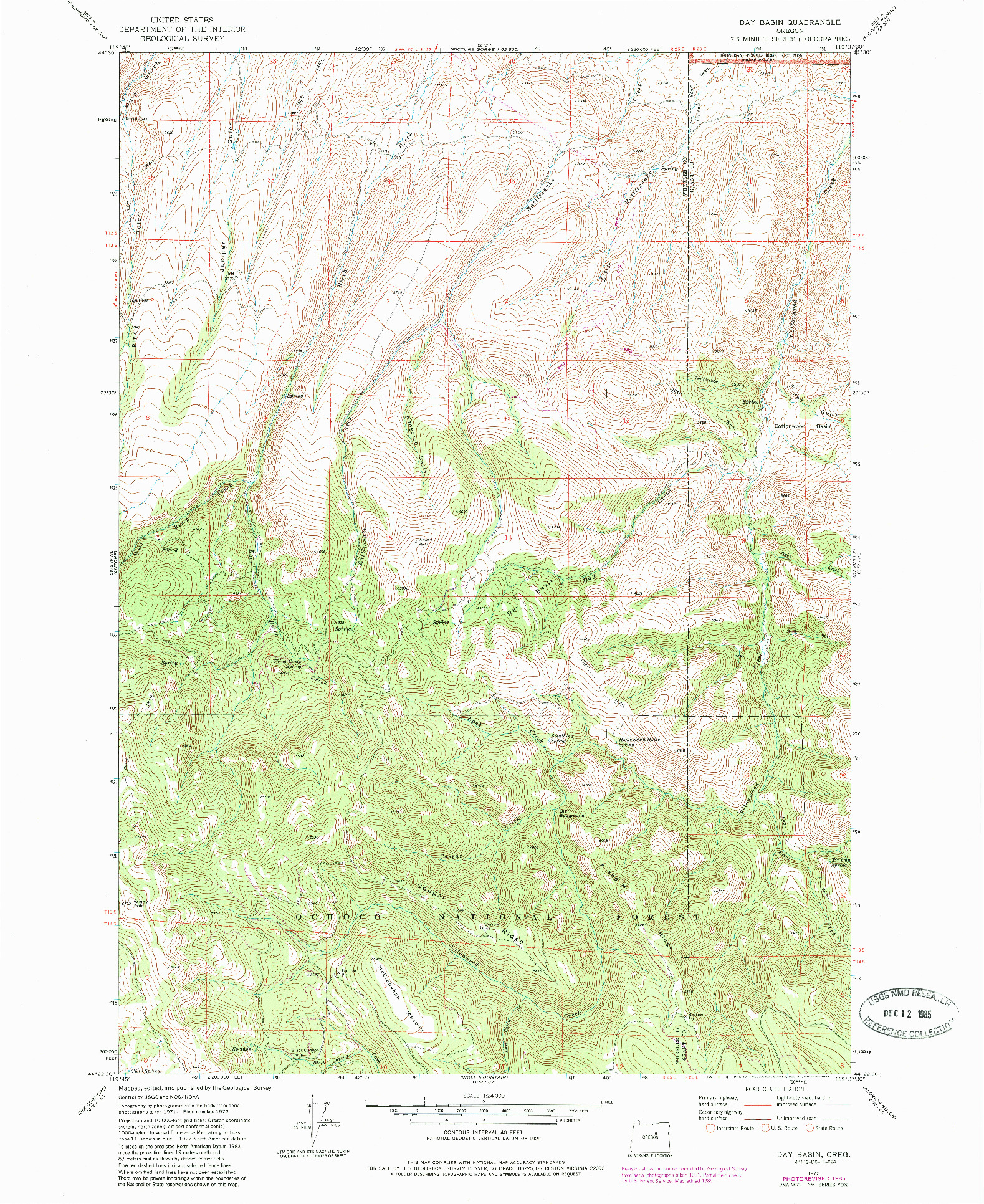 USGS 1:24000-SCALE QUADRANGLE FOR DAY BASIN, OR 1972