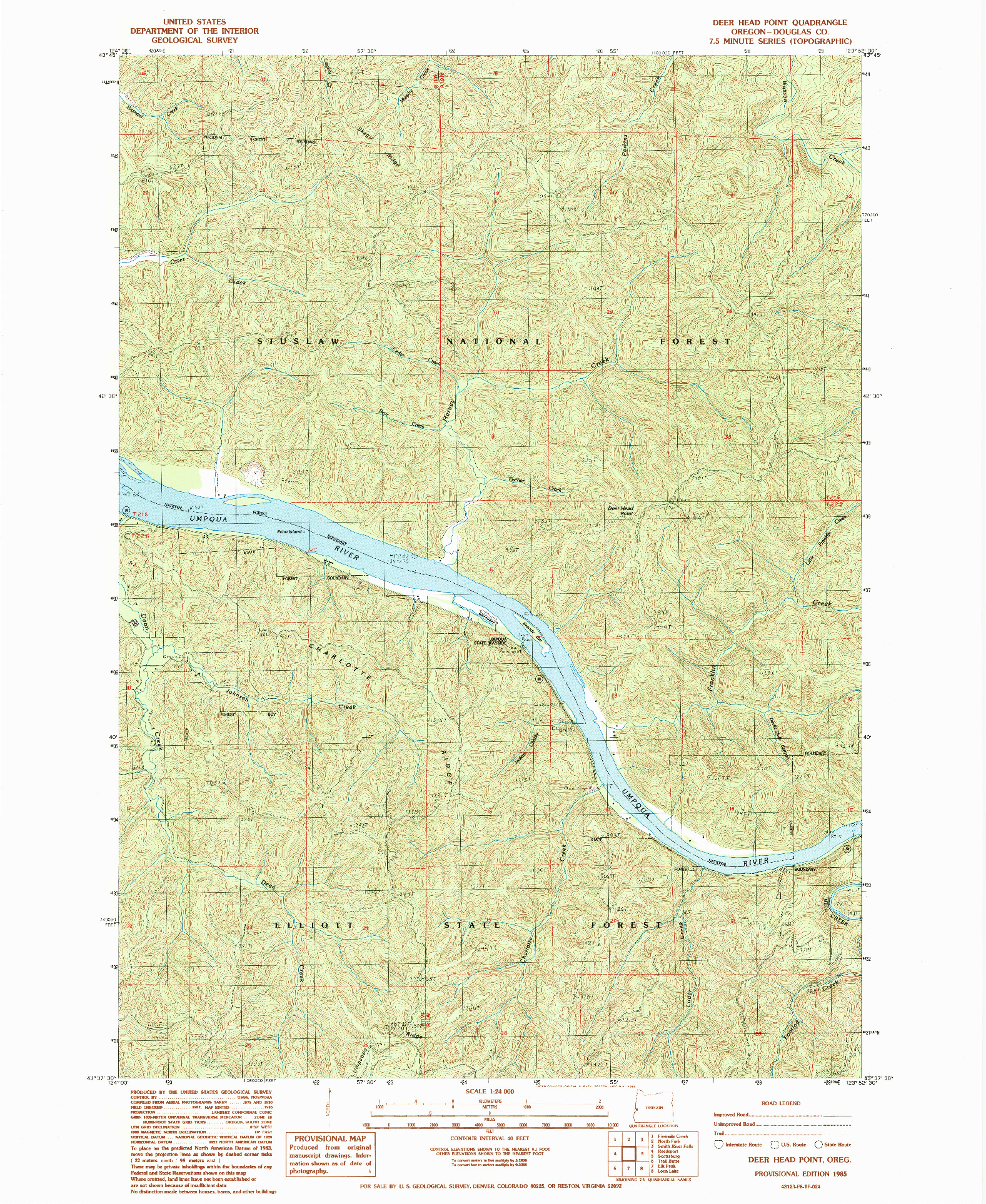 USGS 1:24000-SCALE QUADRANGLE FOR DEER HEAD POINT, OR 1985