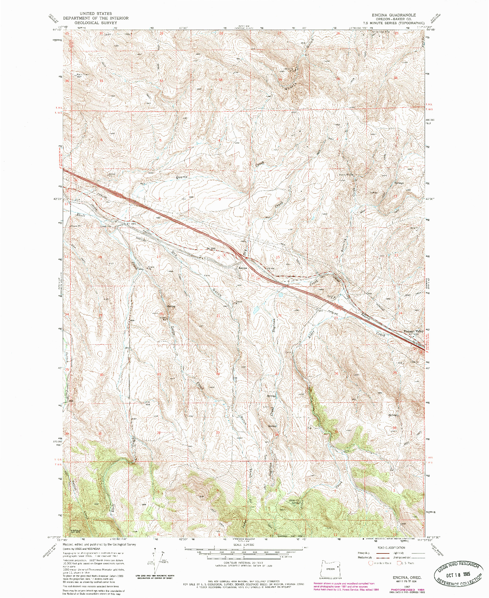 USGS 1:24000-SCALE QUADRANGLE FOR ENCINA, OR 1967