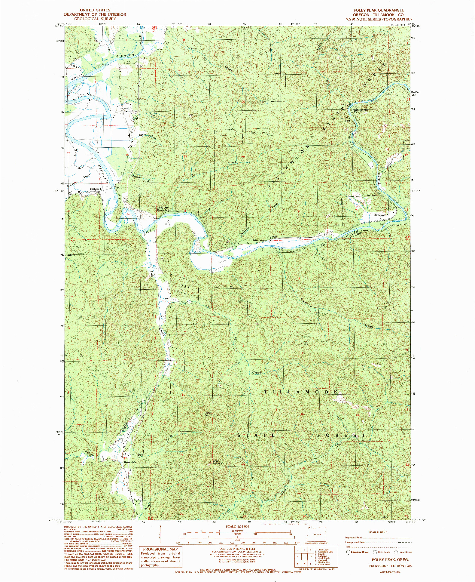 USGS 1:24000-SCALE QUADRANGLE FOR FOLEY PEAK, OR 1985