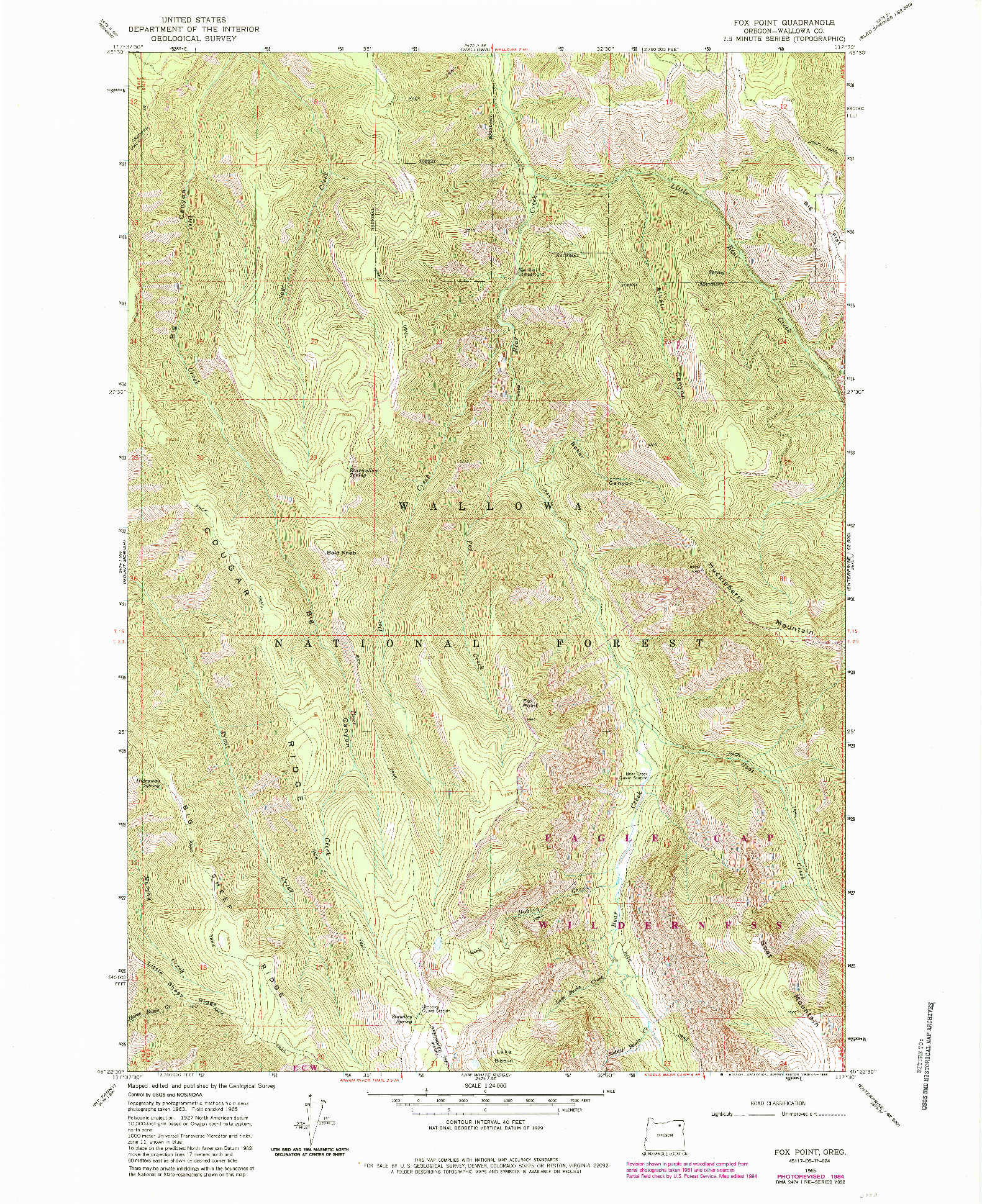 USGS 1:24000-SCALE QUADRANGLE FOR FOX POINT, OR 1965