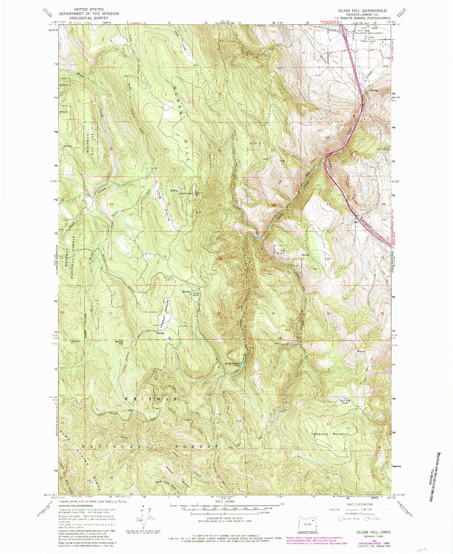 USGS 1:24000-SCALE QUADRANGLE FOR GLASS HILL, OR 1965