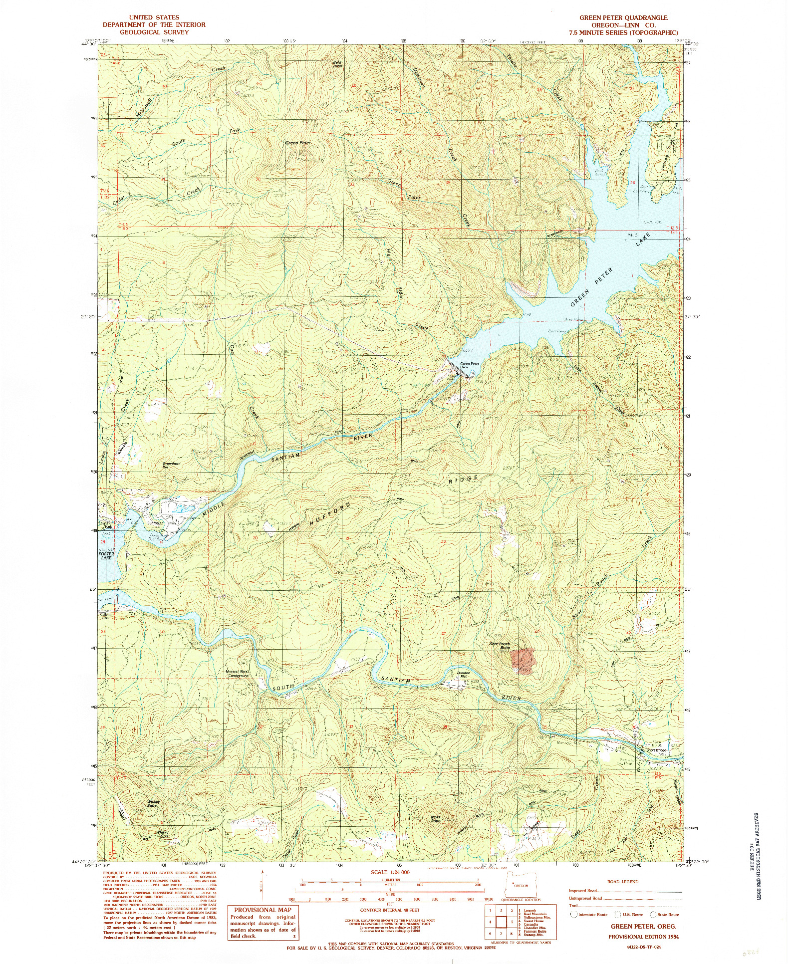 USGS 1:24000-SCALE QUADRANGLE FOR GREEN PETER, OR 1984