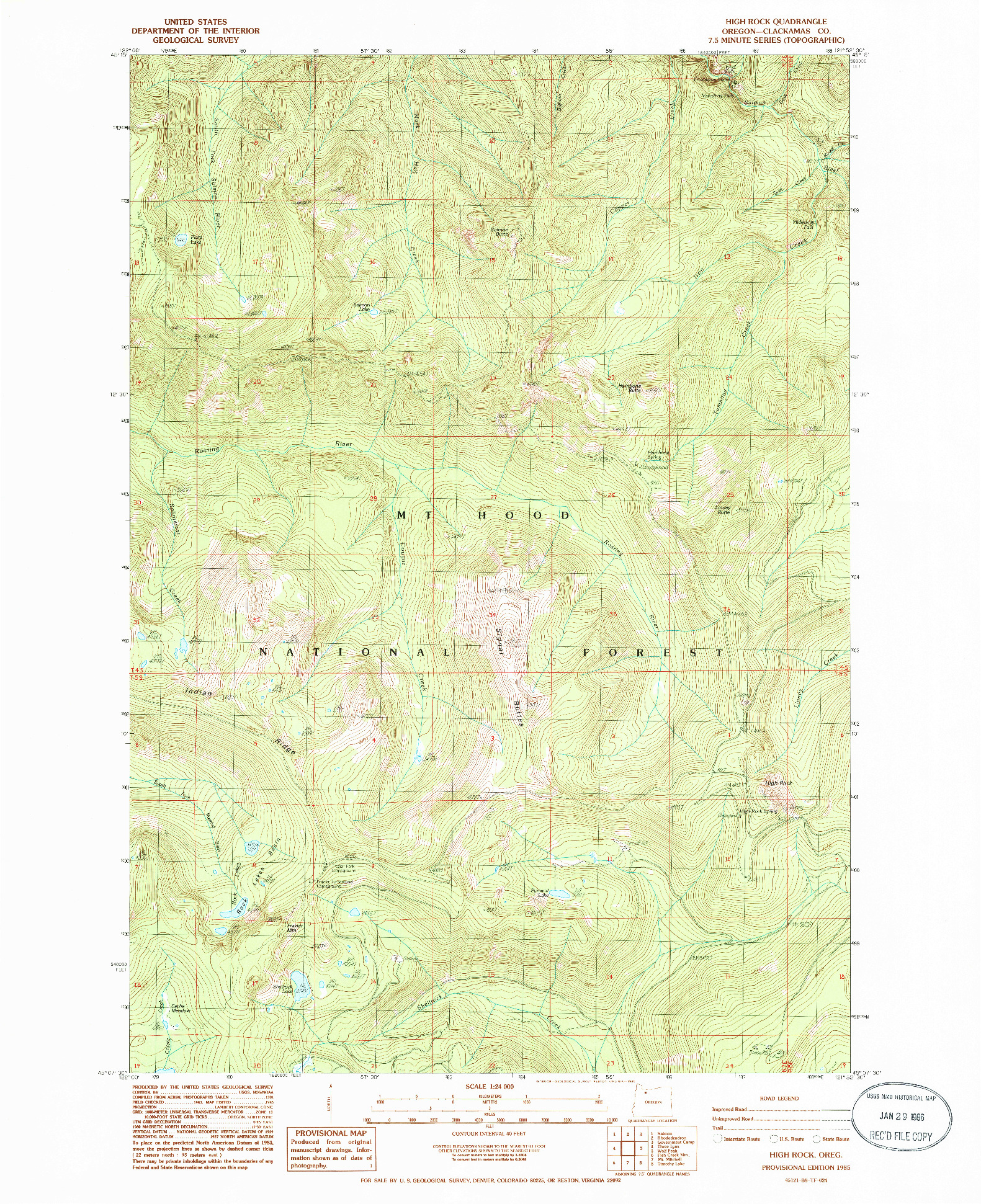 USGS 1:24000-SCALE QUADRANGLE FOR HIGH ROCK, OR 1985