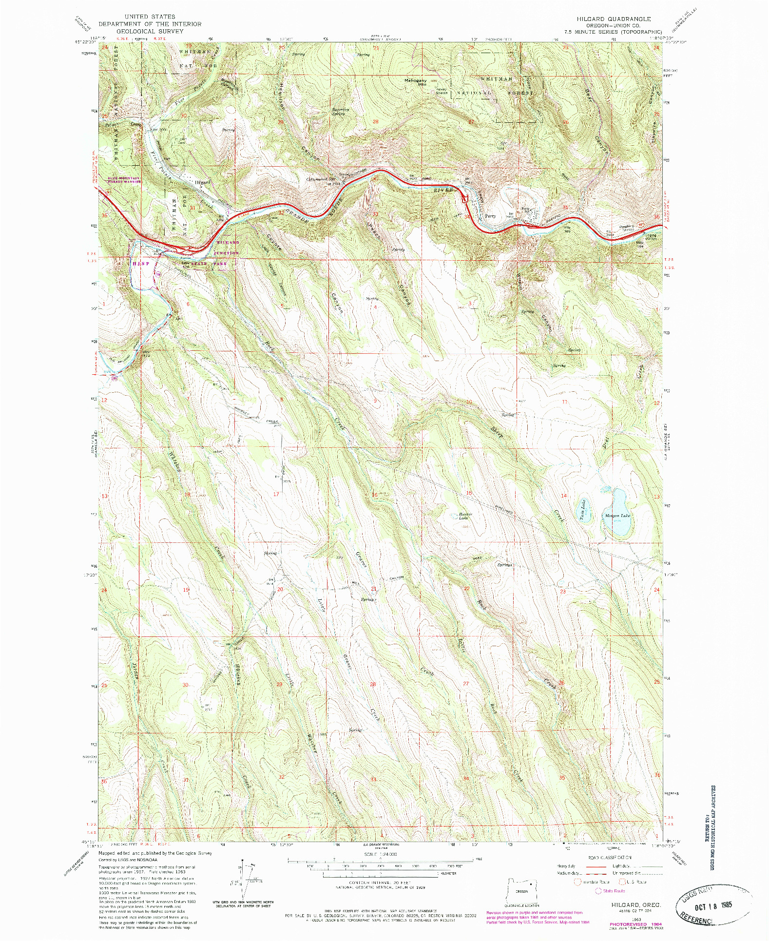 USGS 1:24000-SCALE QUADRANGLE FOR HILGARD, OR 1963