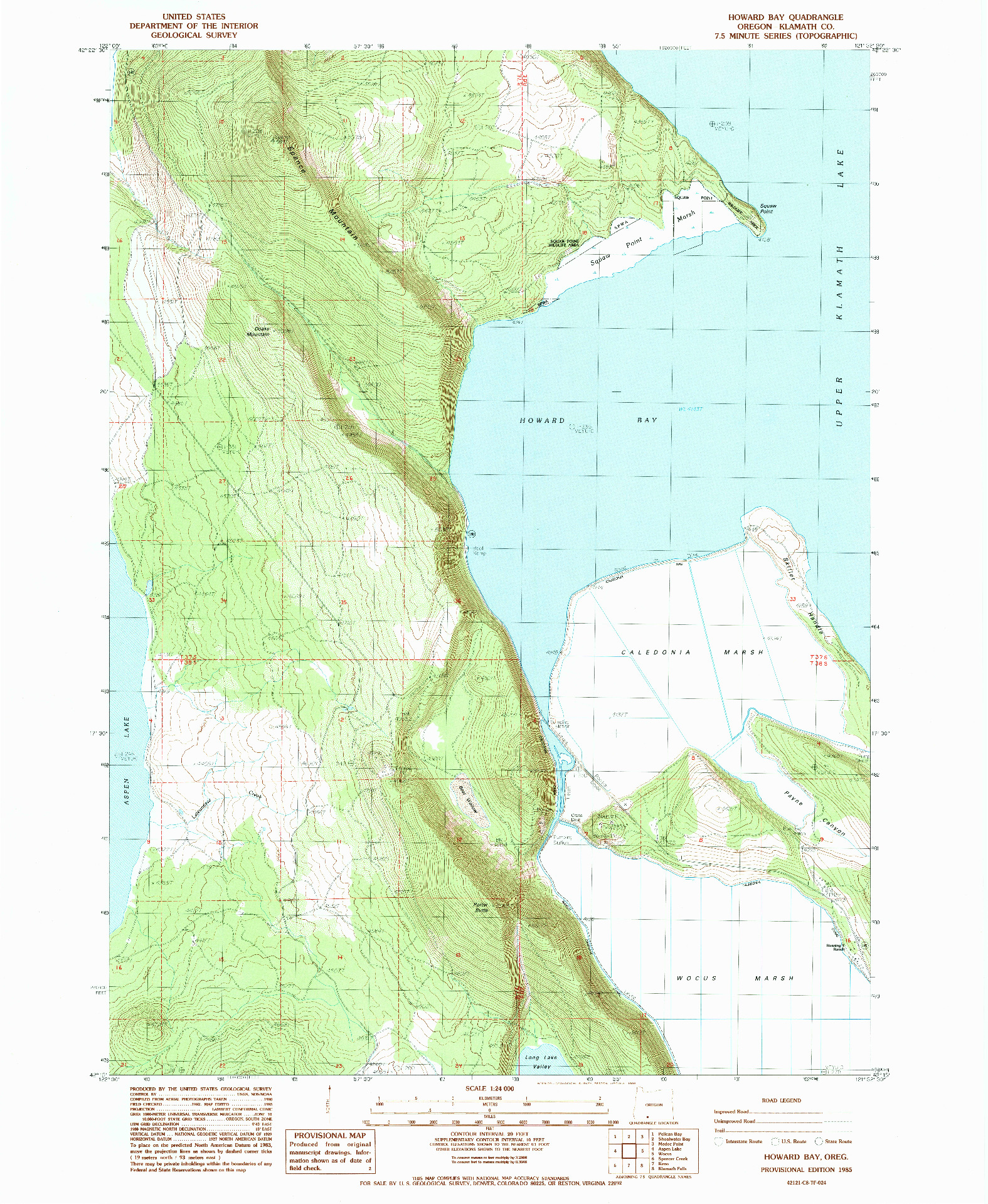 USGS 1:24000-SCALE QUADRANGLE FOR HOWARD BAY, OR 1985