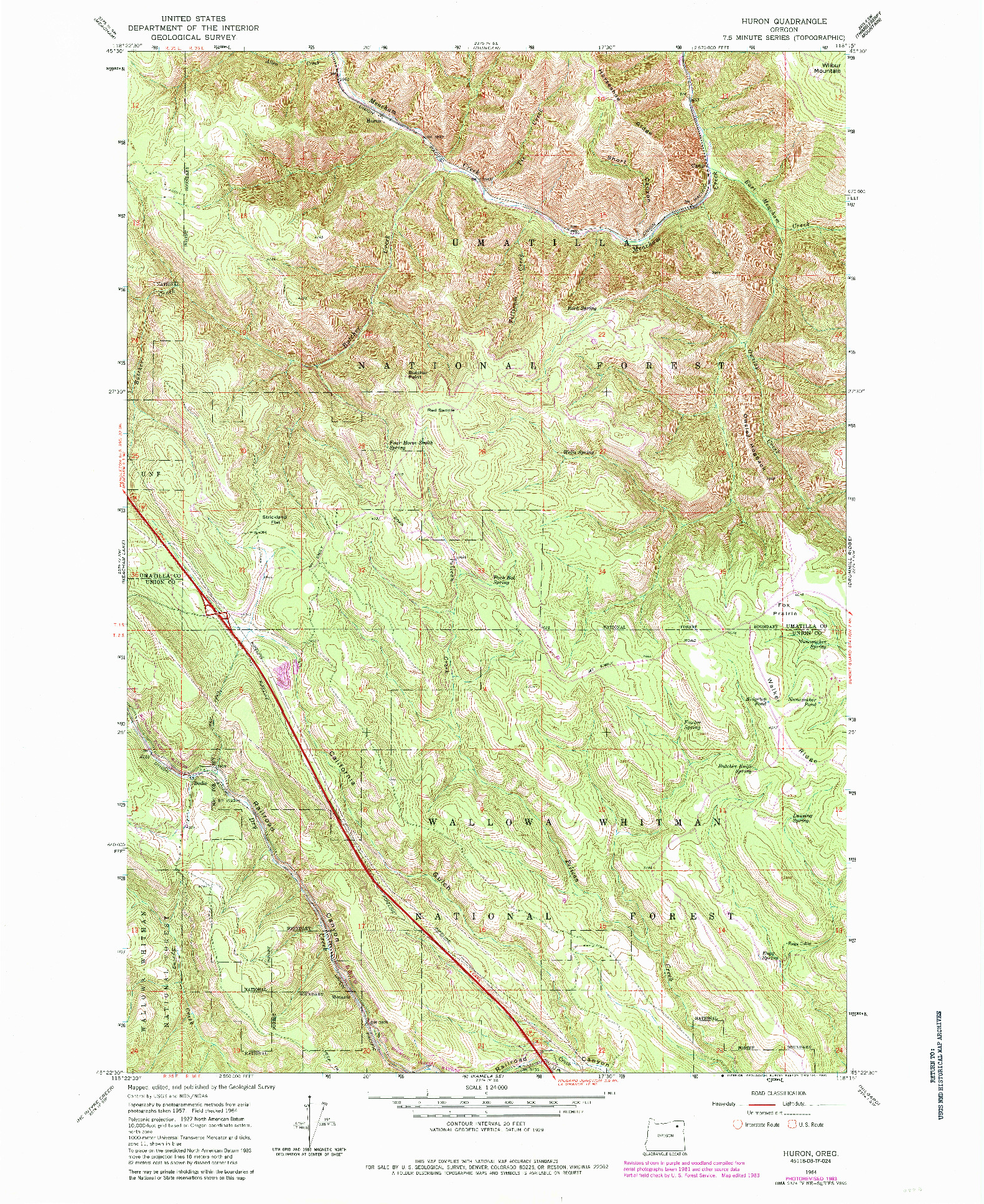 USGS 1:24000-SCALE QUADRANGLE FOR HURON, OR 1964
