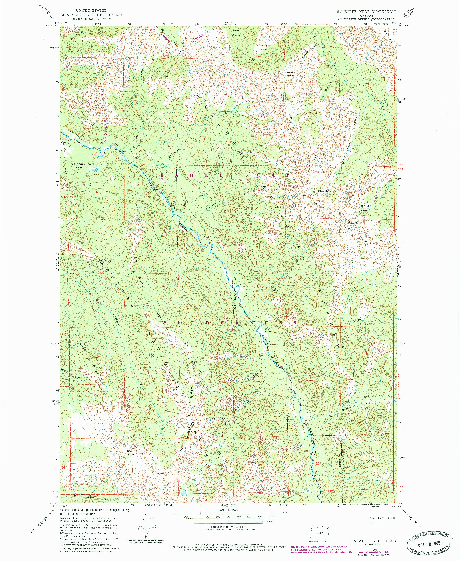 USGS 1:24000-SCALE QUADRANGLE FOR JIM WHITE RIDGE, OR 1966