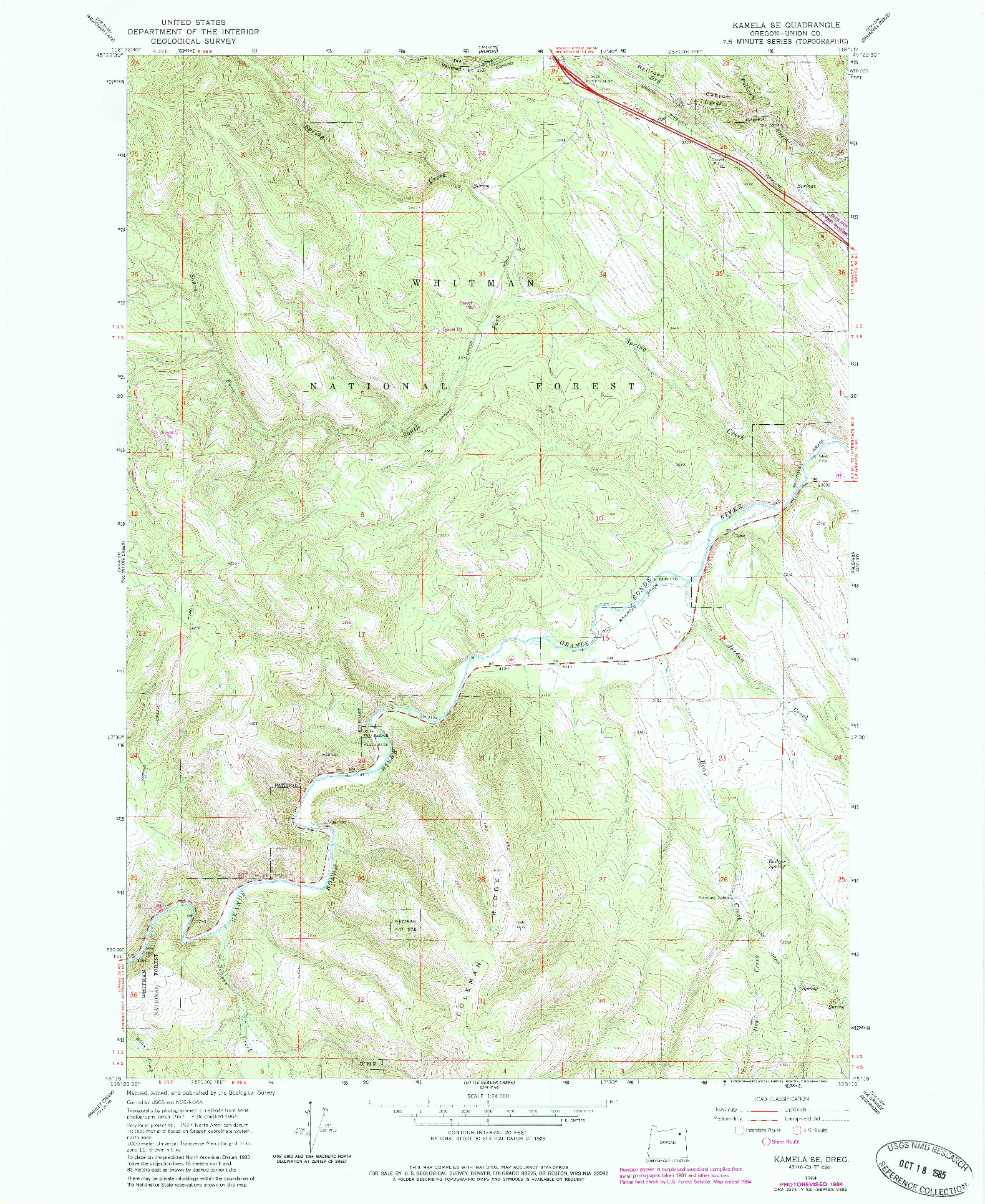 USGS 1:24000-SCALE QUADRANGLE FOR KAMELA SE, OR 1964