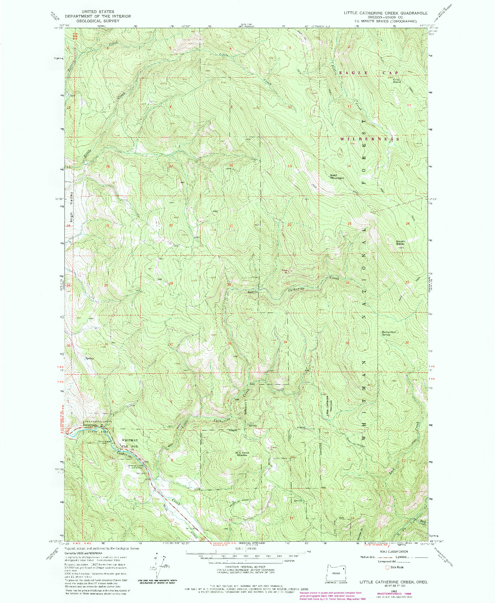 USGS 1:24000-SCALE QUADRANGLE FOR LITTLE CATHERINE CREEK, OR 1965