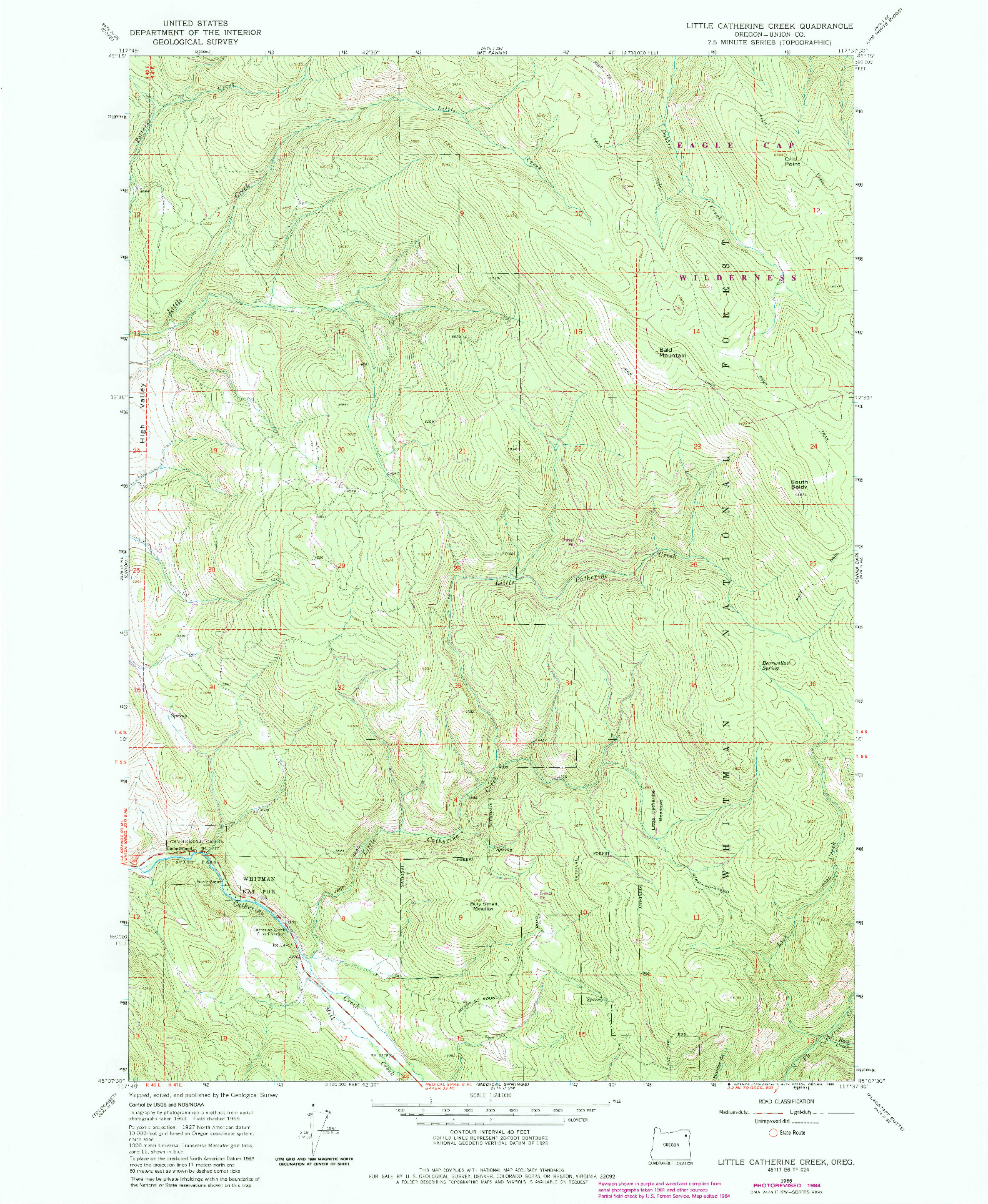 USGS 1:24000-SCALE QUADRANGLE FOR LITTLE CATHERINE CREEK, OR 1965