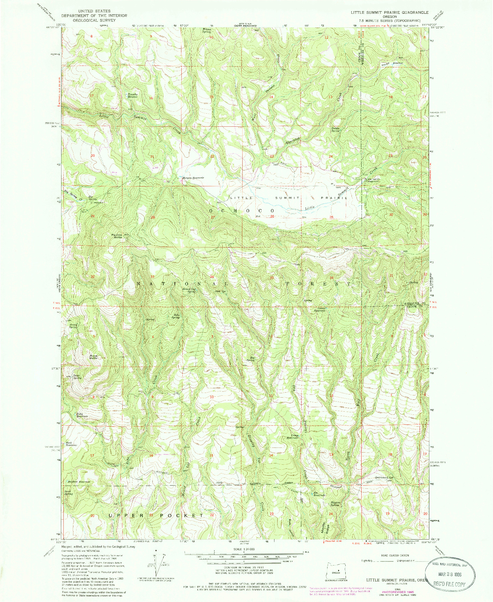 USGS 1:24000-SCALE QUADRANGLE FOR LITTLE SUMMIT PRAIRIE, OR 1966