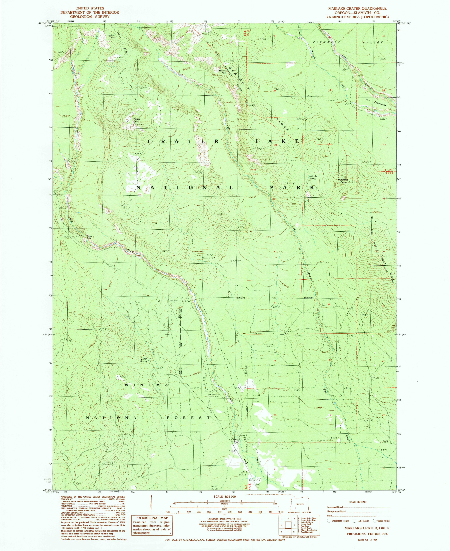 USGS 1:24000-SCALE QUADRANGLE FOR MAKLAKS CRATER, OR 1985