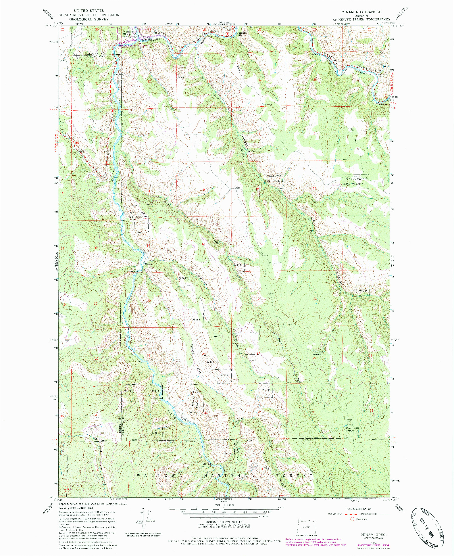 USGS 1:24000-SCALE QUADRANGLE FOR MINAM, OR 1964