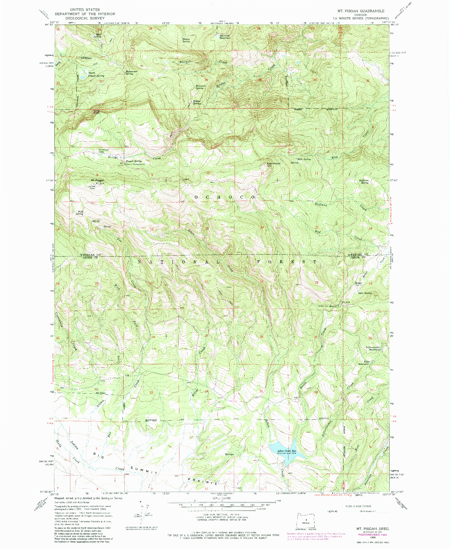 USGS 1:24000-SCALE QUADRANGLE FOR MT. PISGAH, OR 1966