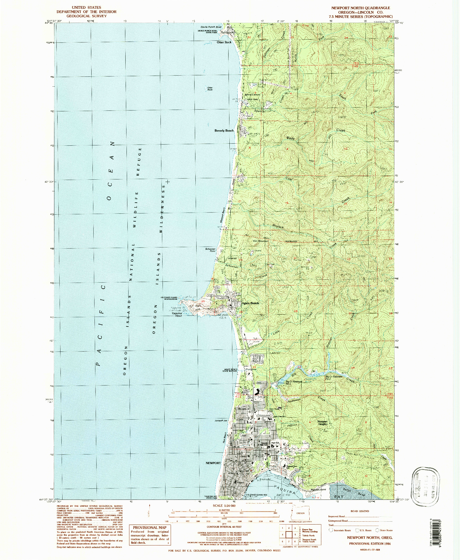 USGS 1:24000-SCALE QUADRANGLE FOR NEWPORT NORTH, OR 1984