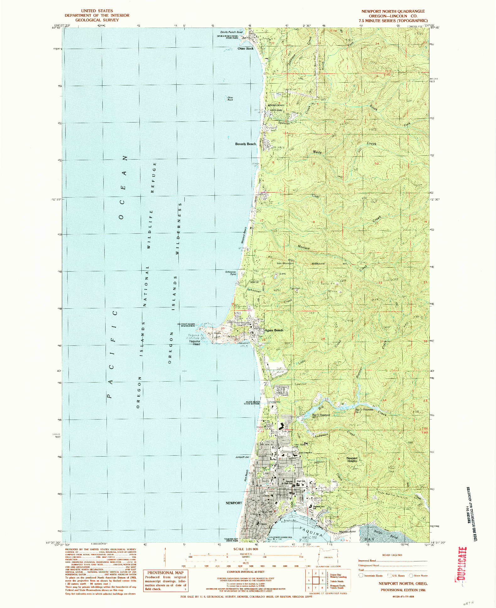 USGS 1:24000-SCALE QUADRANGLE FOR NEWPORT NORTH, OR 1984