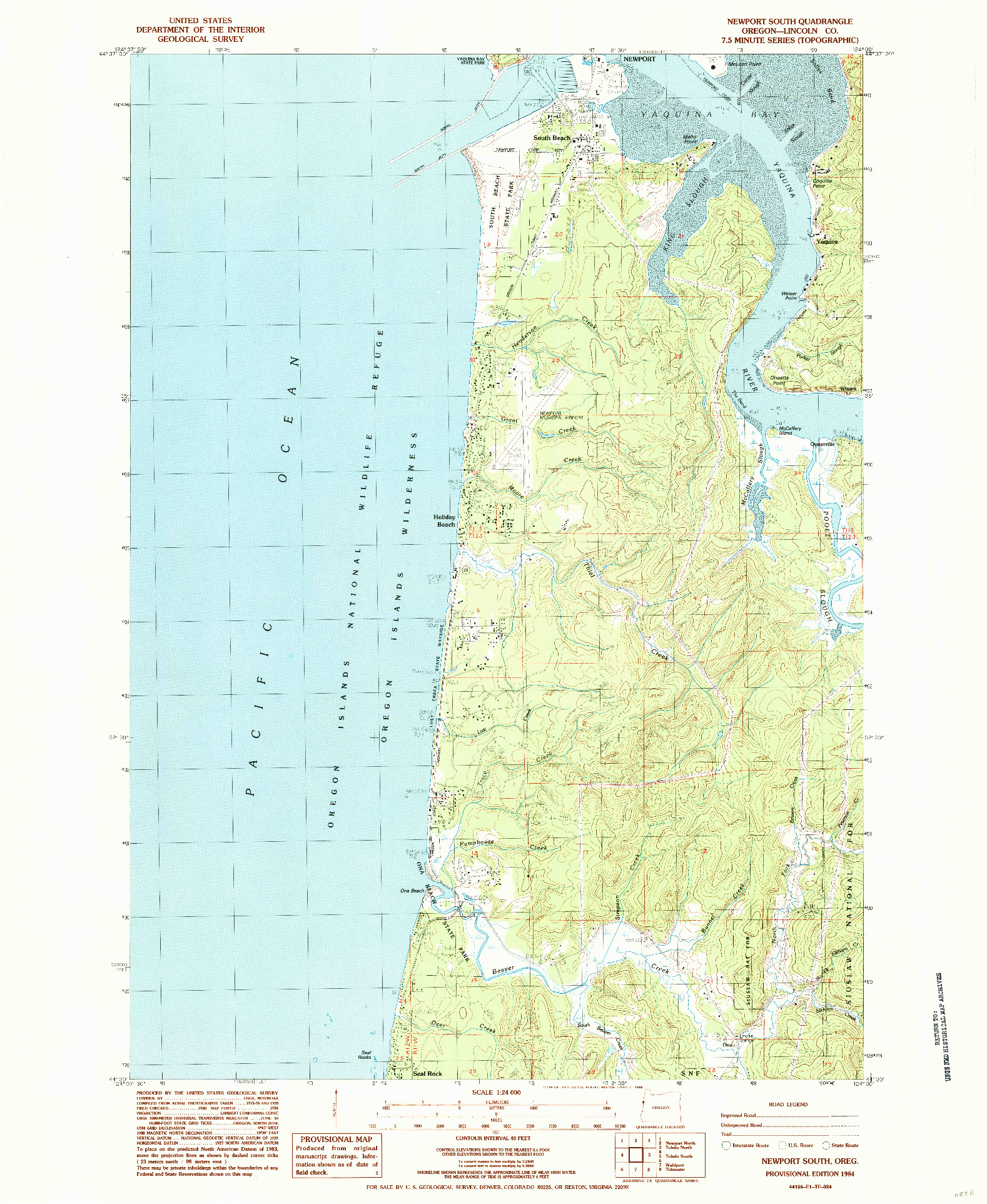 USGS 1:24000-SCALE QUADRANGLE FOR NEWPORT SOUTH, OR 1984