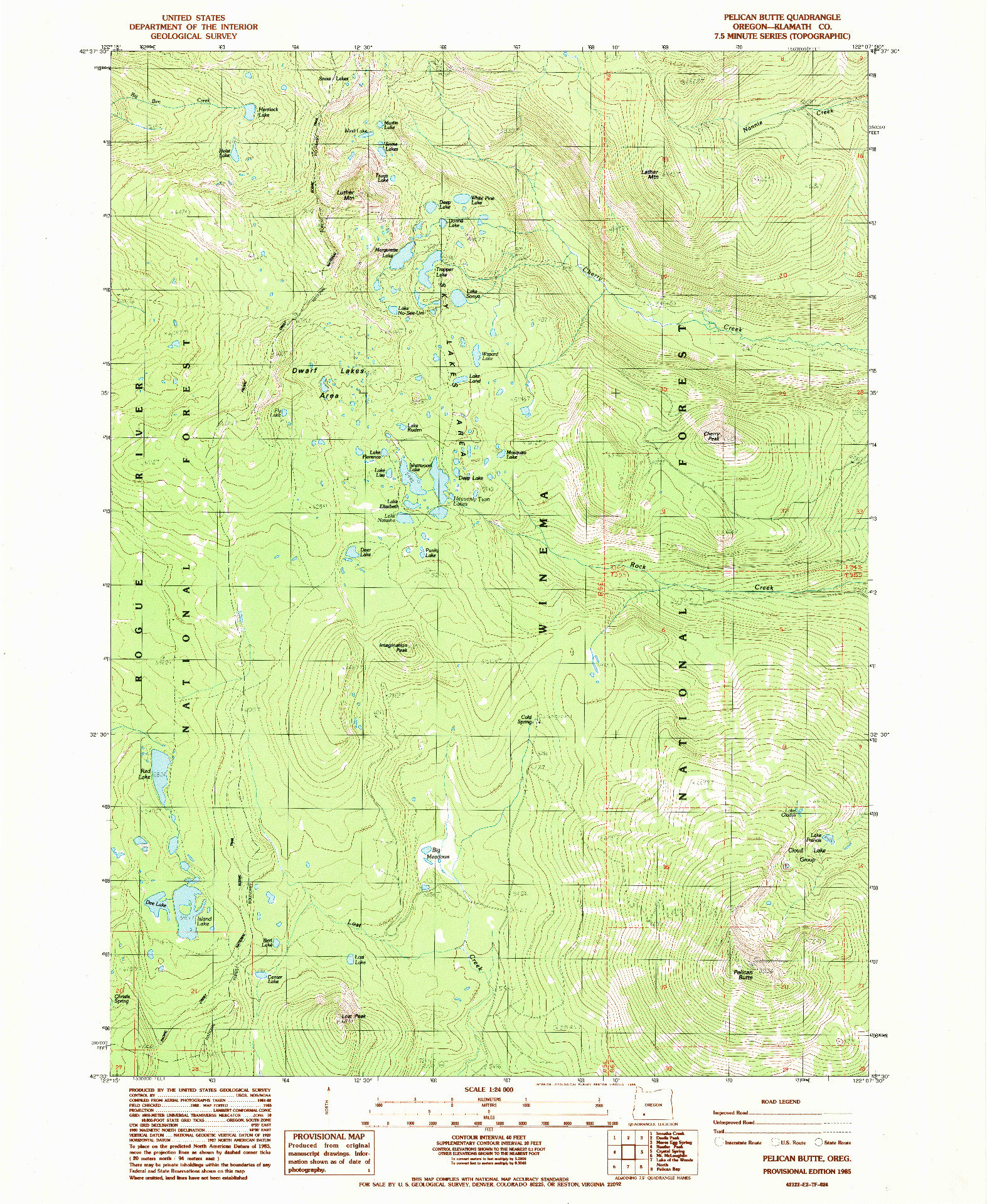 USGS 1:24000-SCALE QUADRANGLE FOR PELICAN BUTTE, OR 1985